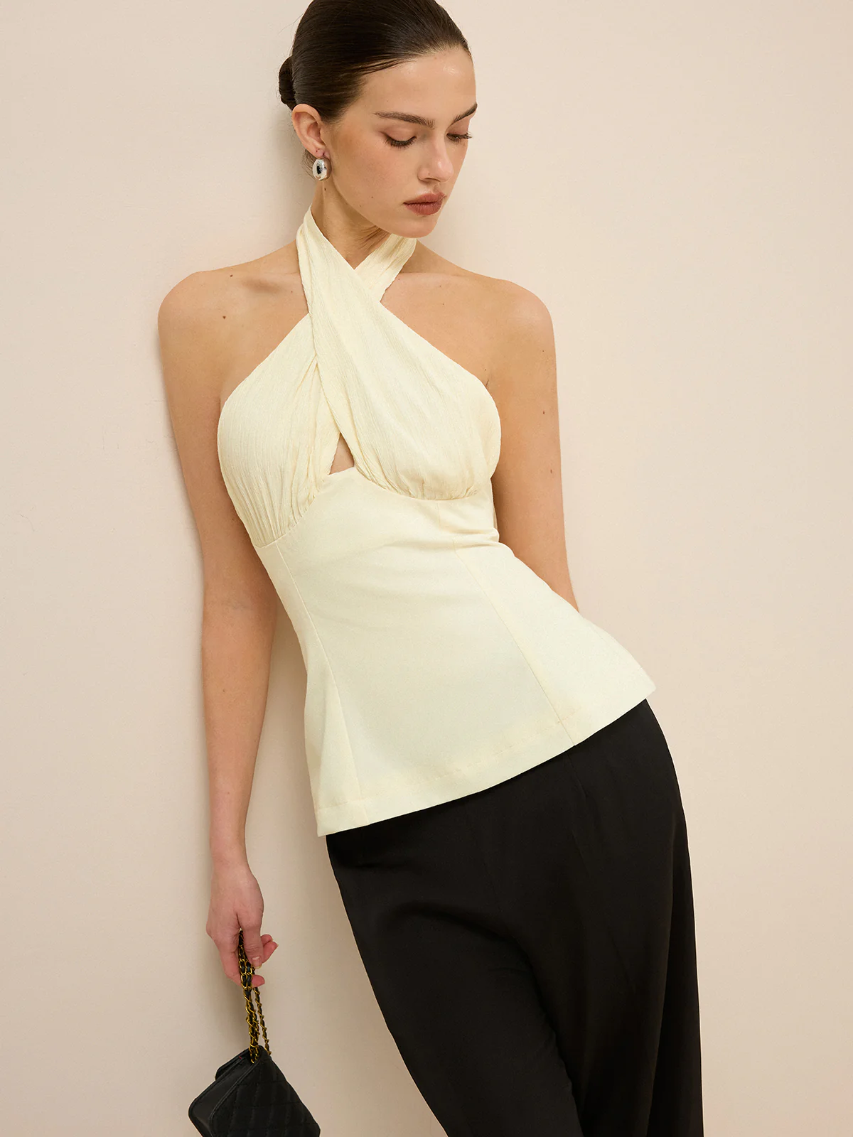 Cross-Over Halter Backless Tank Top - Wholesalesil