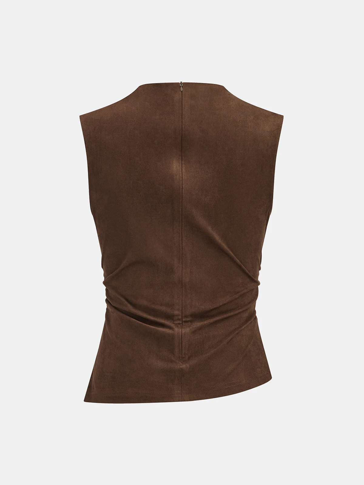Suede Effect Ruched Sleeveless Vest - Wholesalesil