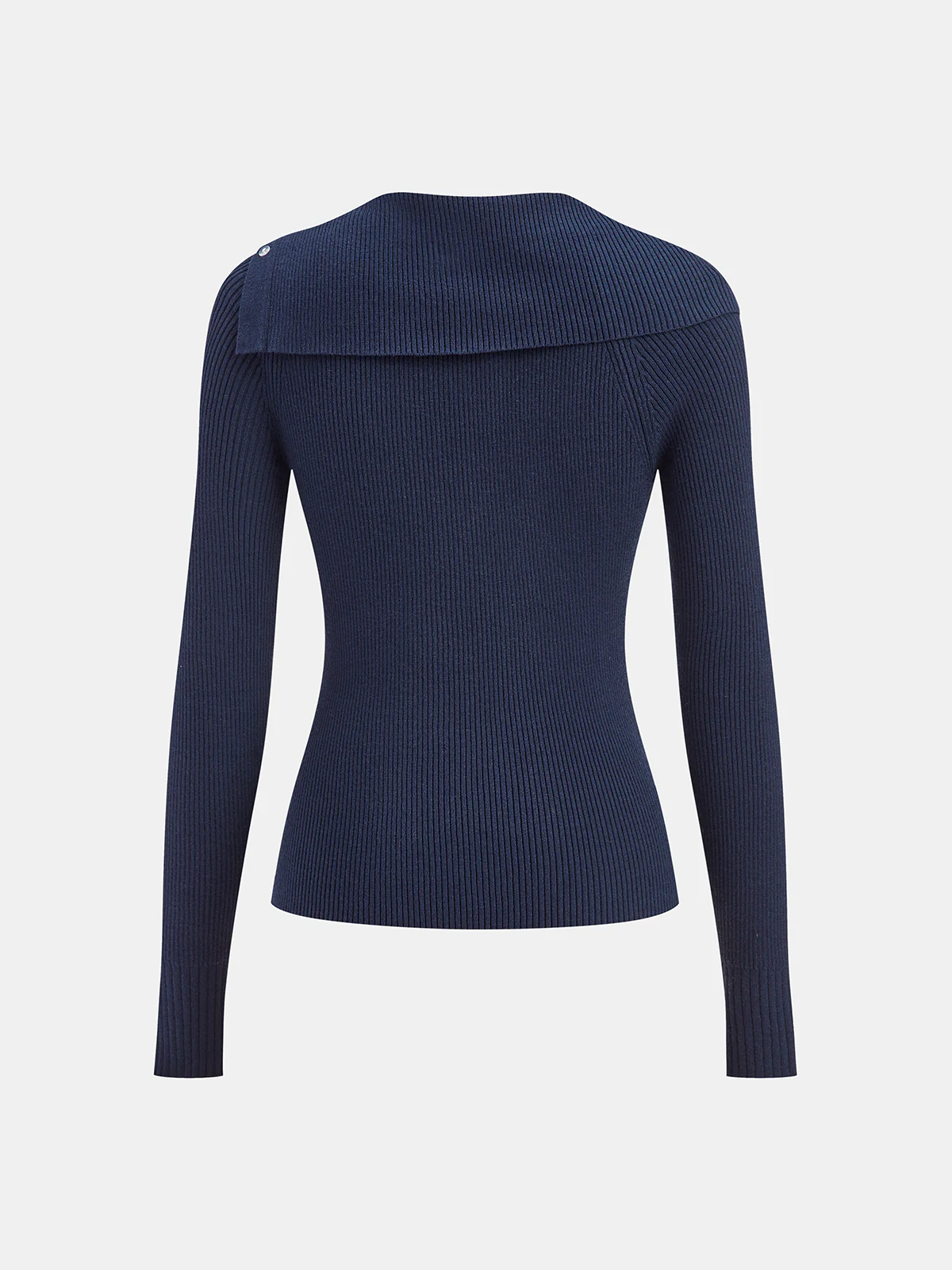 Asymmetric Lapel Button Front Knit Top - Wholesalesil