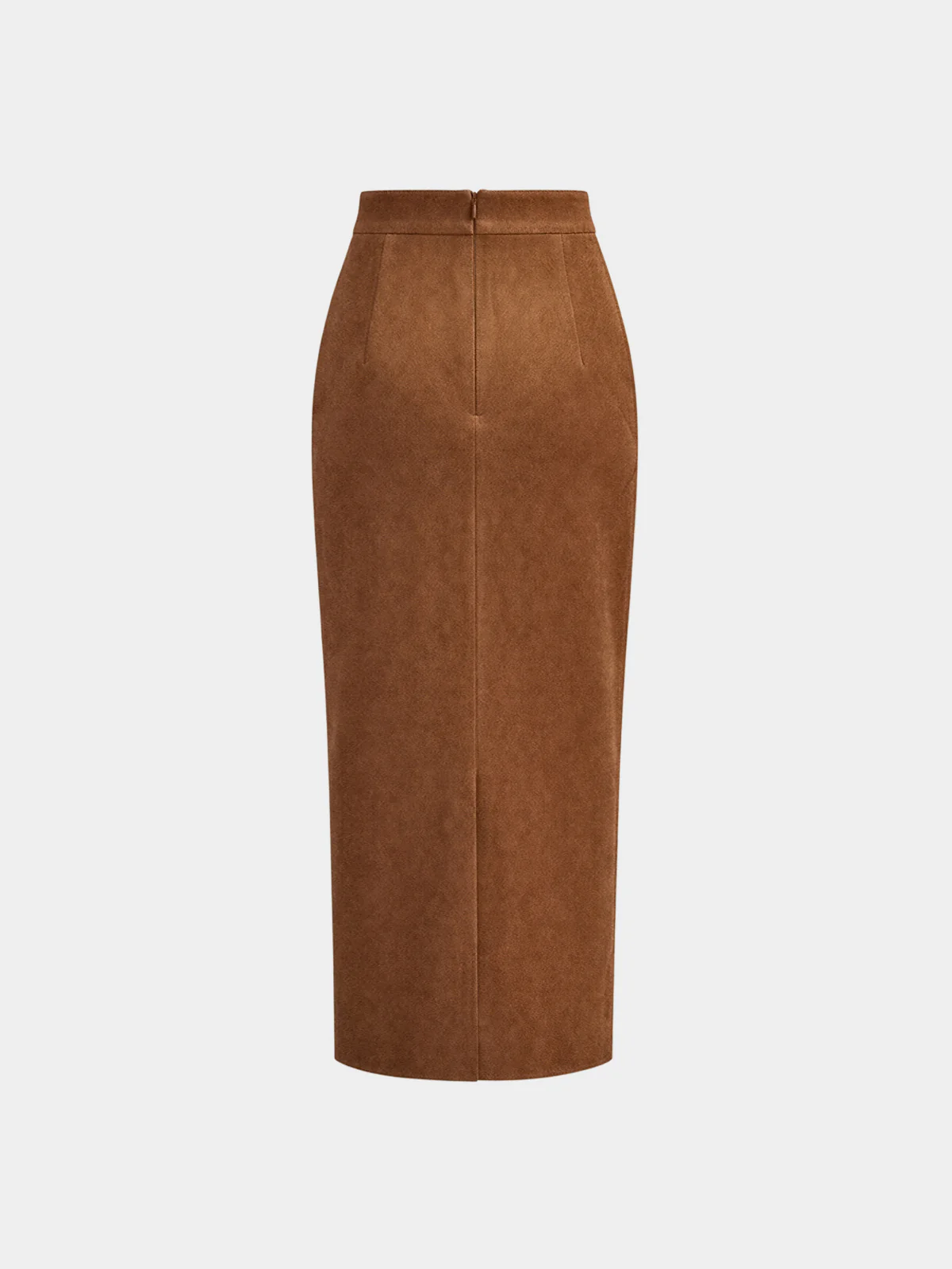 Draped Slit Suede Effect Midi Skirt - Wholesalesil