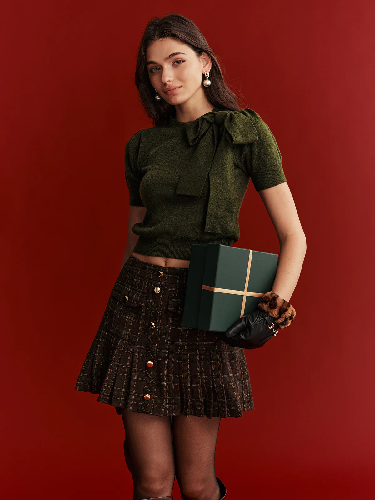 Plaid Wool-Blend Mini Skirt - Wholesalesil