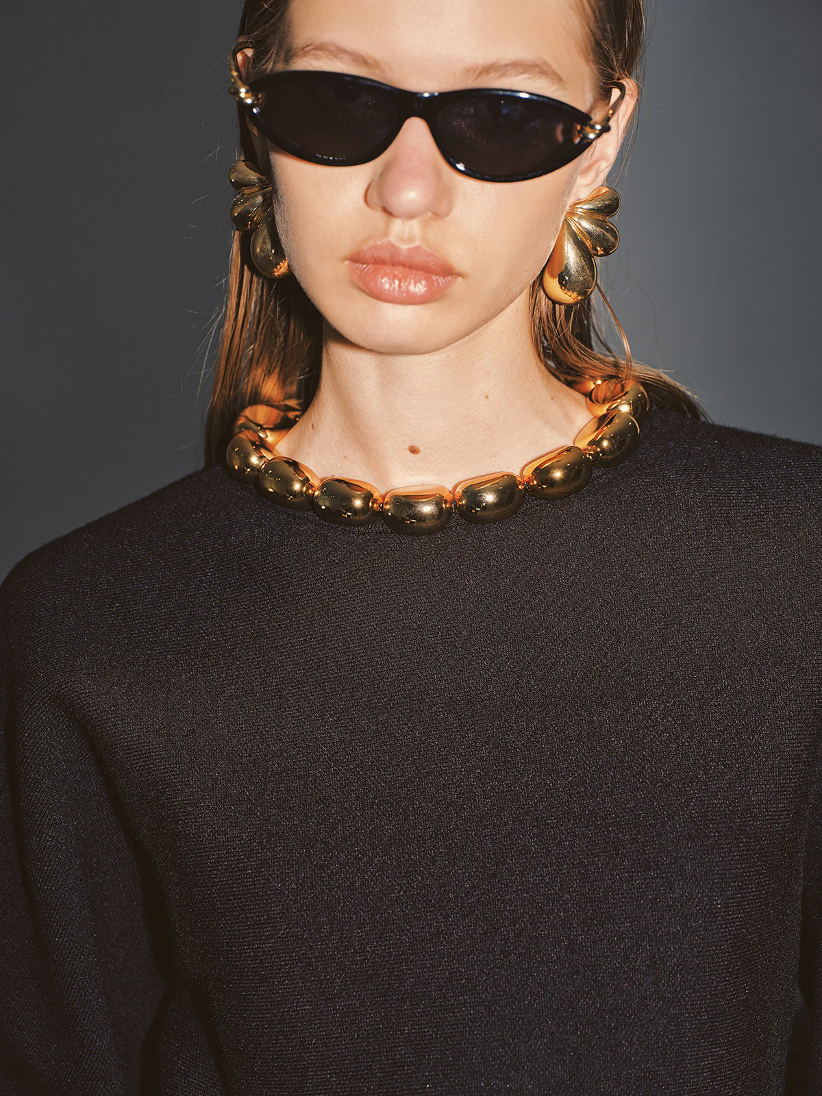 Ball Detail Neckline Long-Sleeve Sweater - Wholesalesil