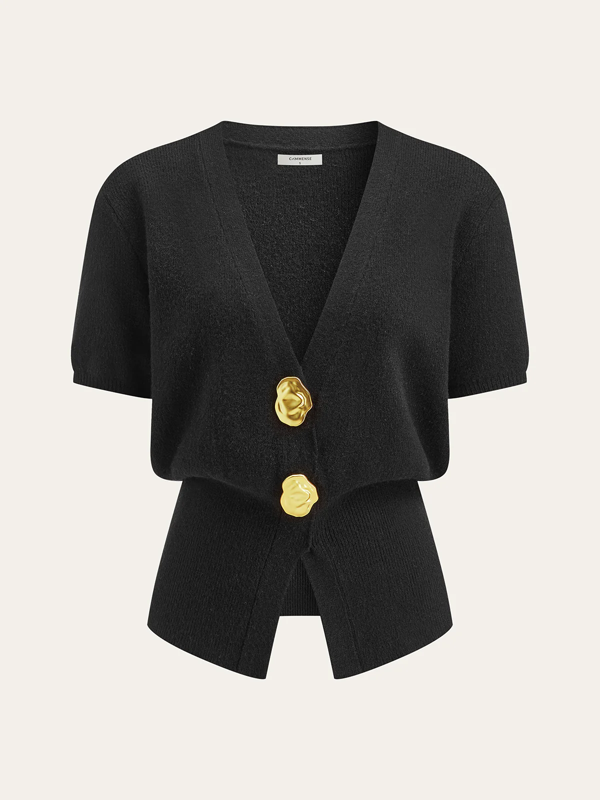 Metal Button V-Neck Sweater - Wholesalesil