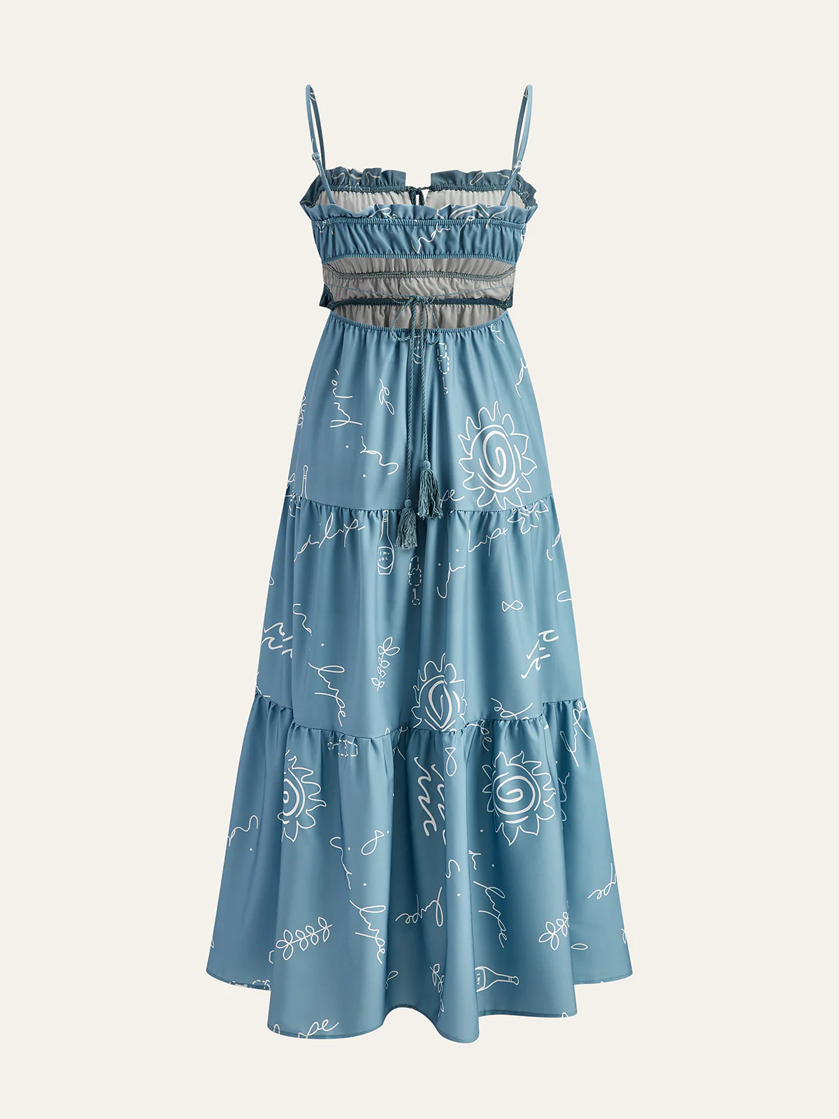 Printed Spaghetti Strap Tiered Maxi Dress - Wholesalesil