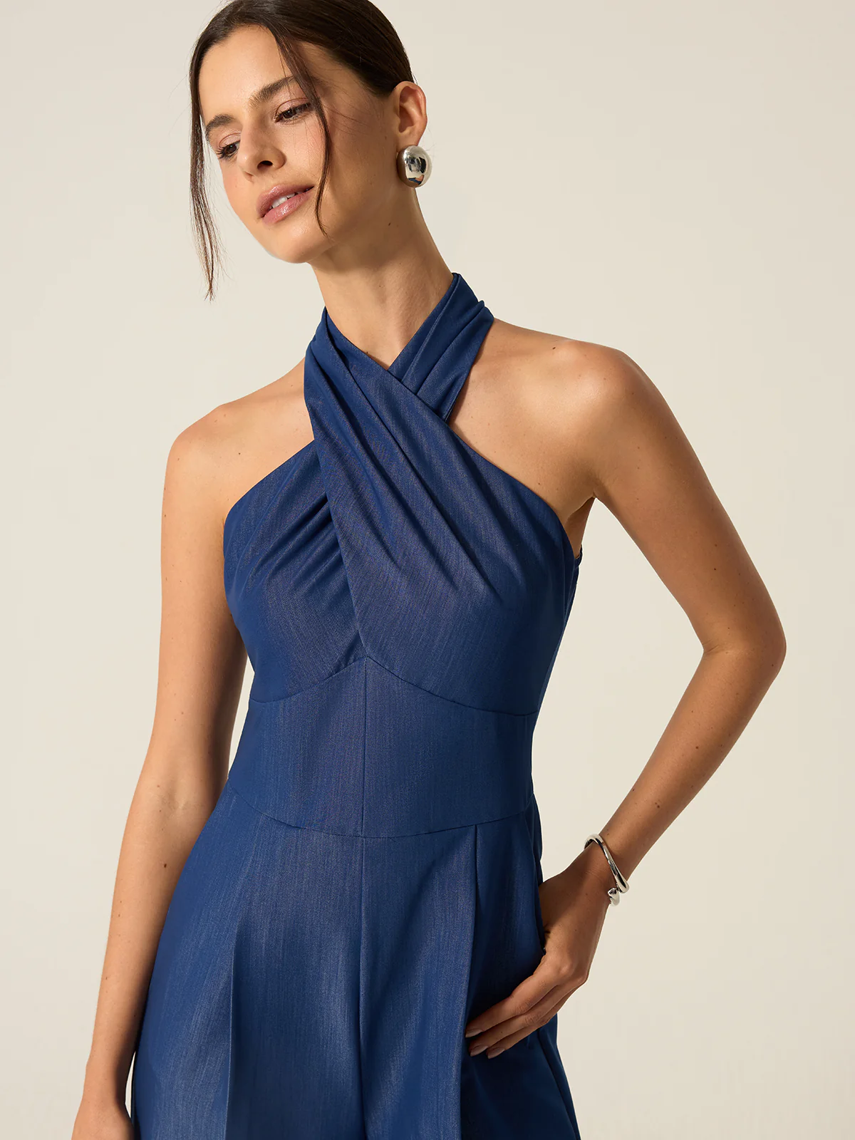 Pocketed Halter Wide-Leg Jumpsuit - Wholesalesil