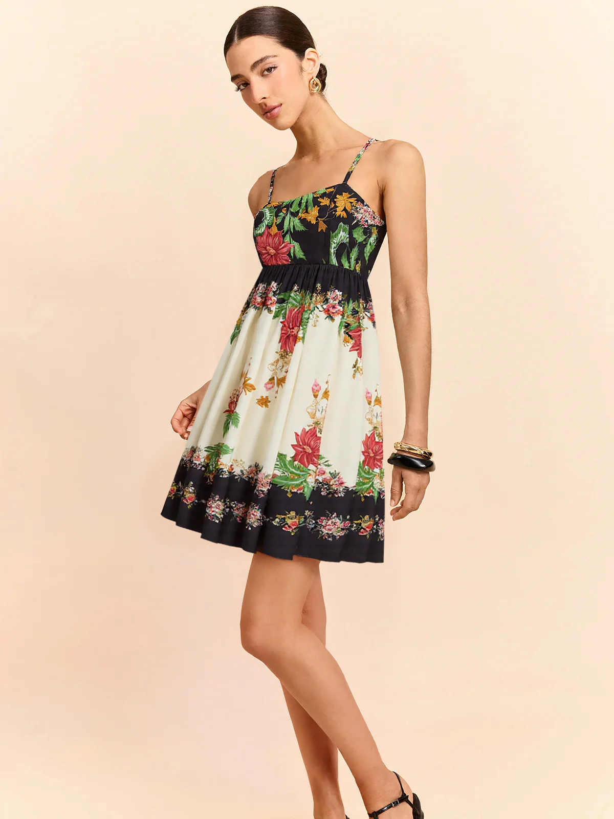 Floral Print Spaghetti Strap Mini Dress - Wholesalesil