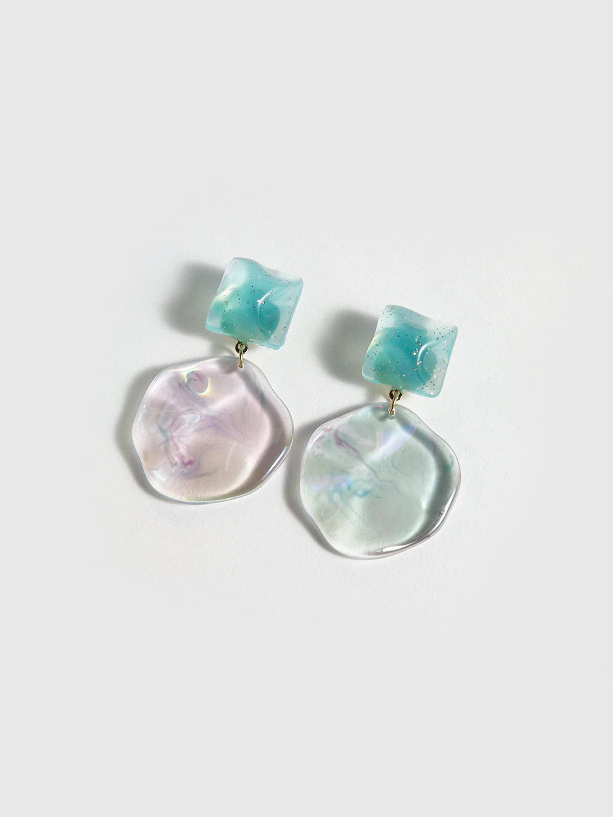 Transparent Geometric Wavy Disc Earrings - Wholesalesil