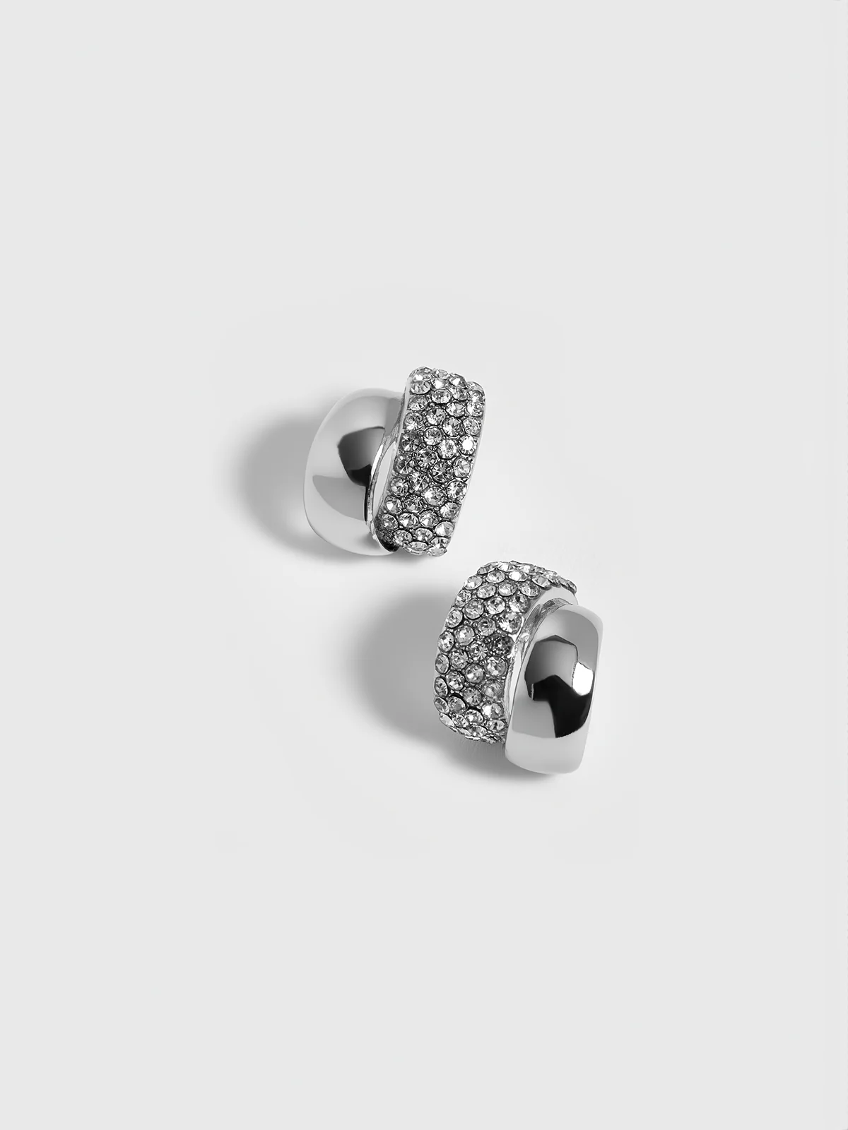 Pave Crystal Stud Earrings - Wholesalesil