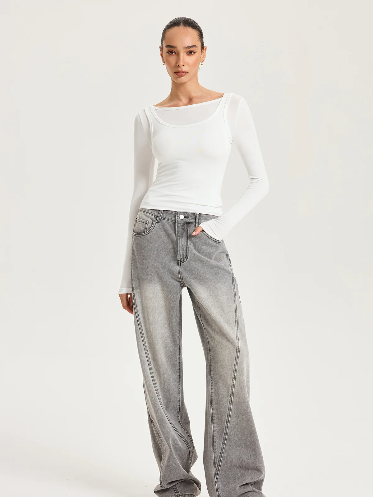 2 in 1 Long-Sleeve Top - Wholesalesil