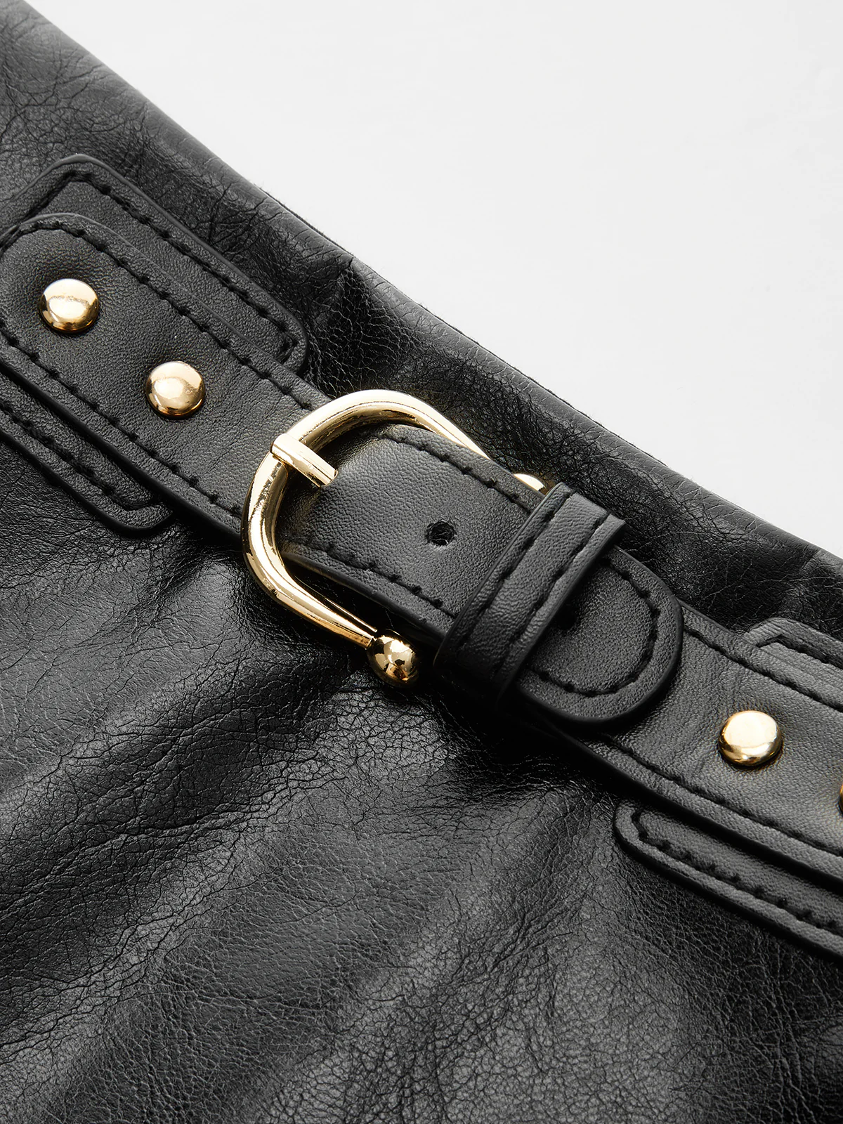 Color-Block Pleated-Panel PU Leather Mini Skirt - Wholesalesil