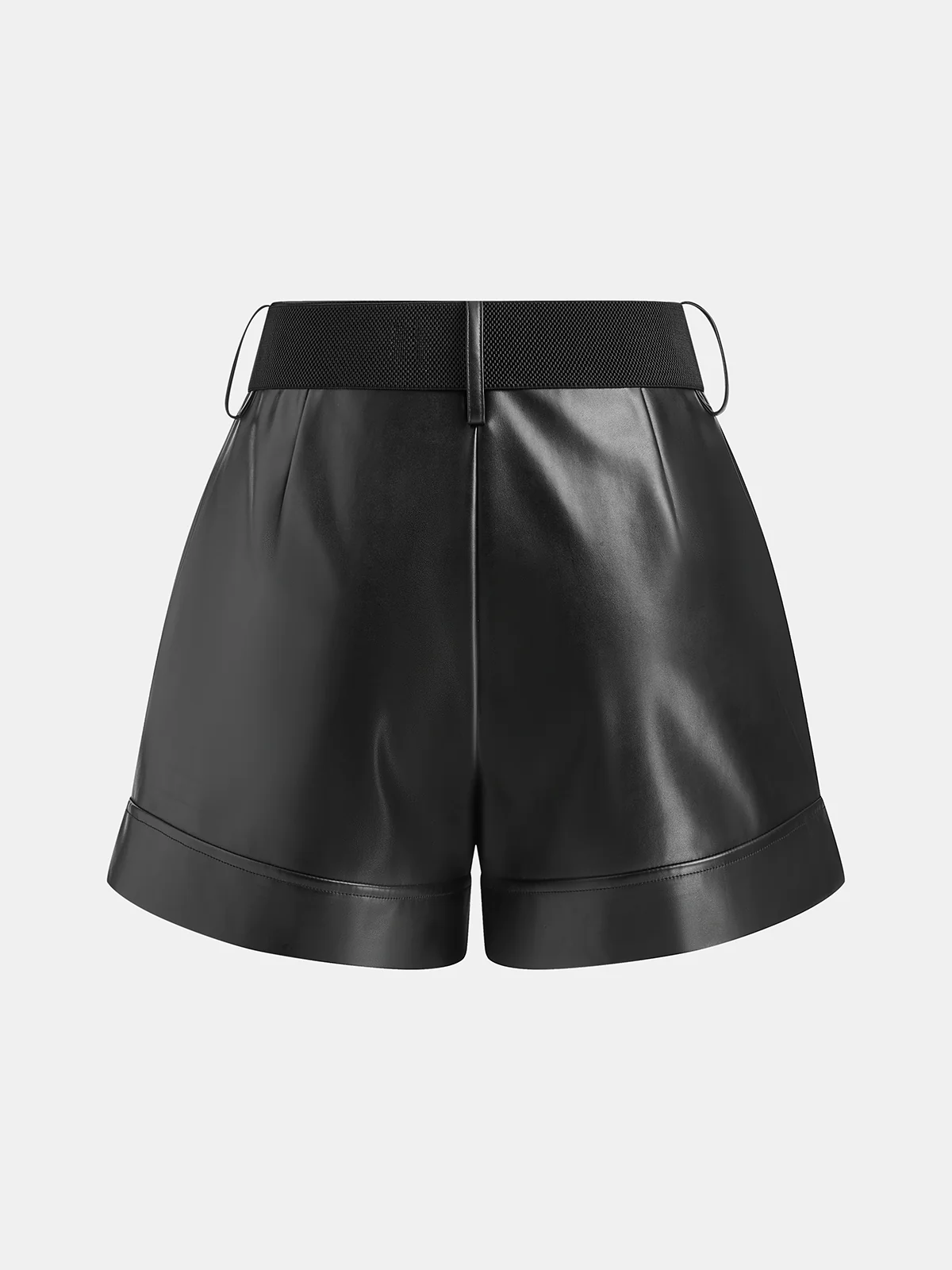 Belted Faux Leather Shorts - Wholesalesil