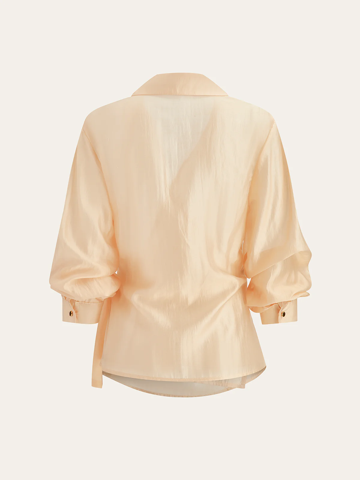 Semi-Sheer Metal Button Wrap Blouse - Wholesalesil