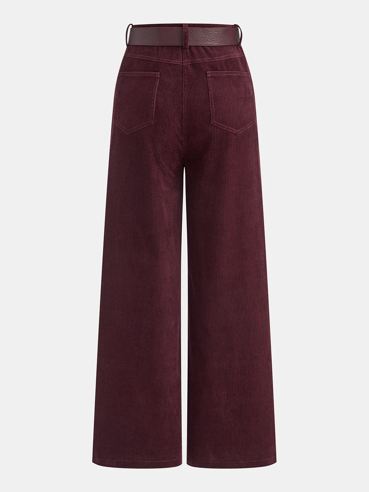 Belted Corduroy Straight-Leg Pants - Wholesalesil