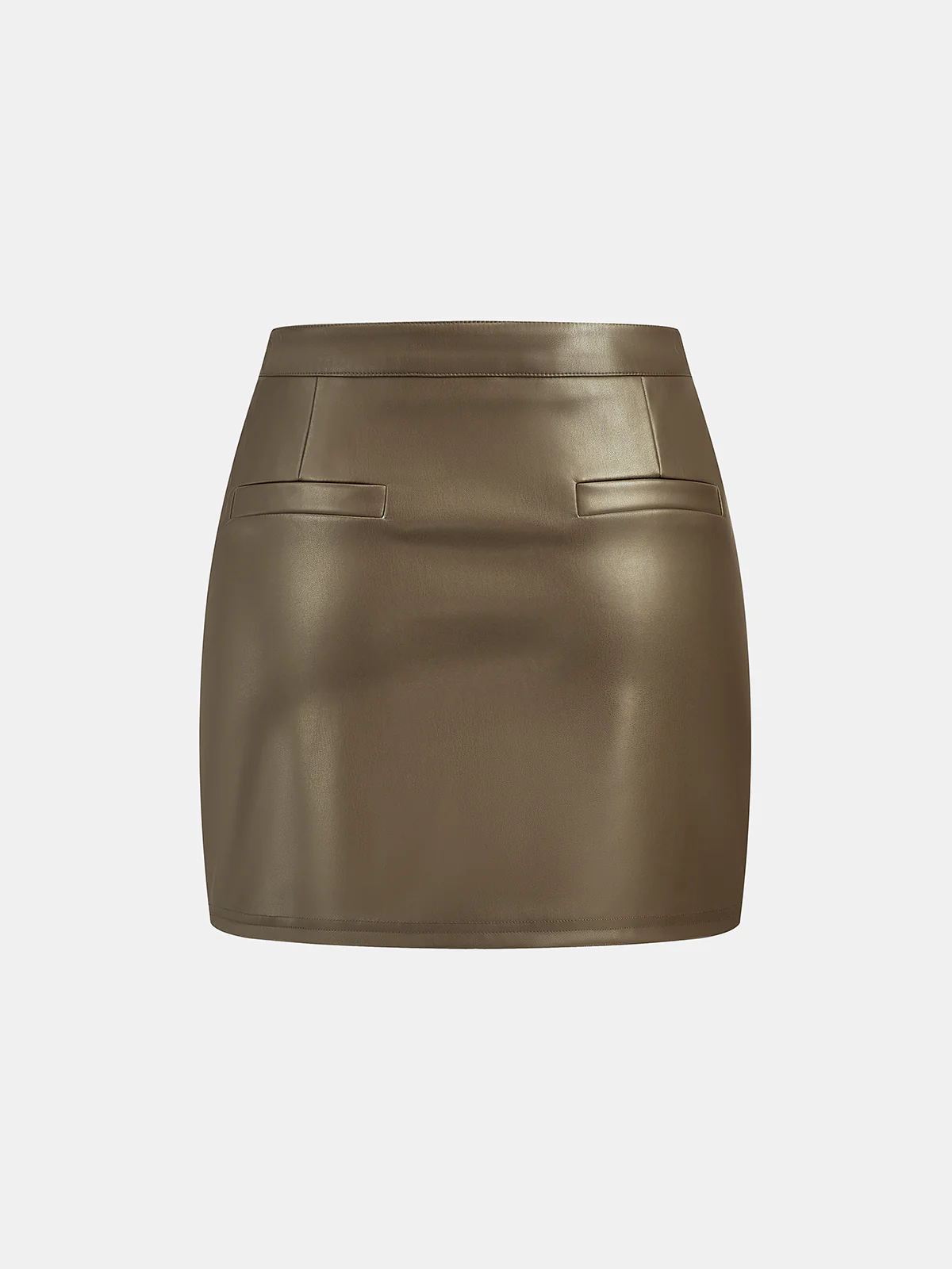 Metal Buckle Faux Leather Mini Skirt - Wholesalesil