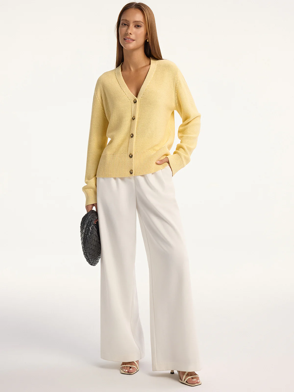 V-Neck Buttoned Knit Cardigan - Wholesalesil