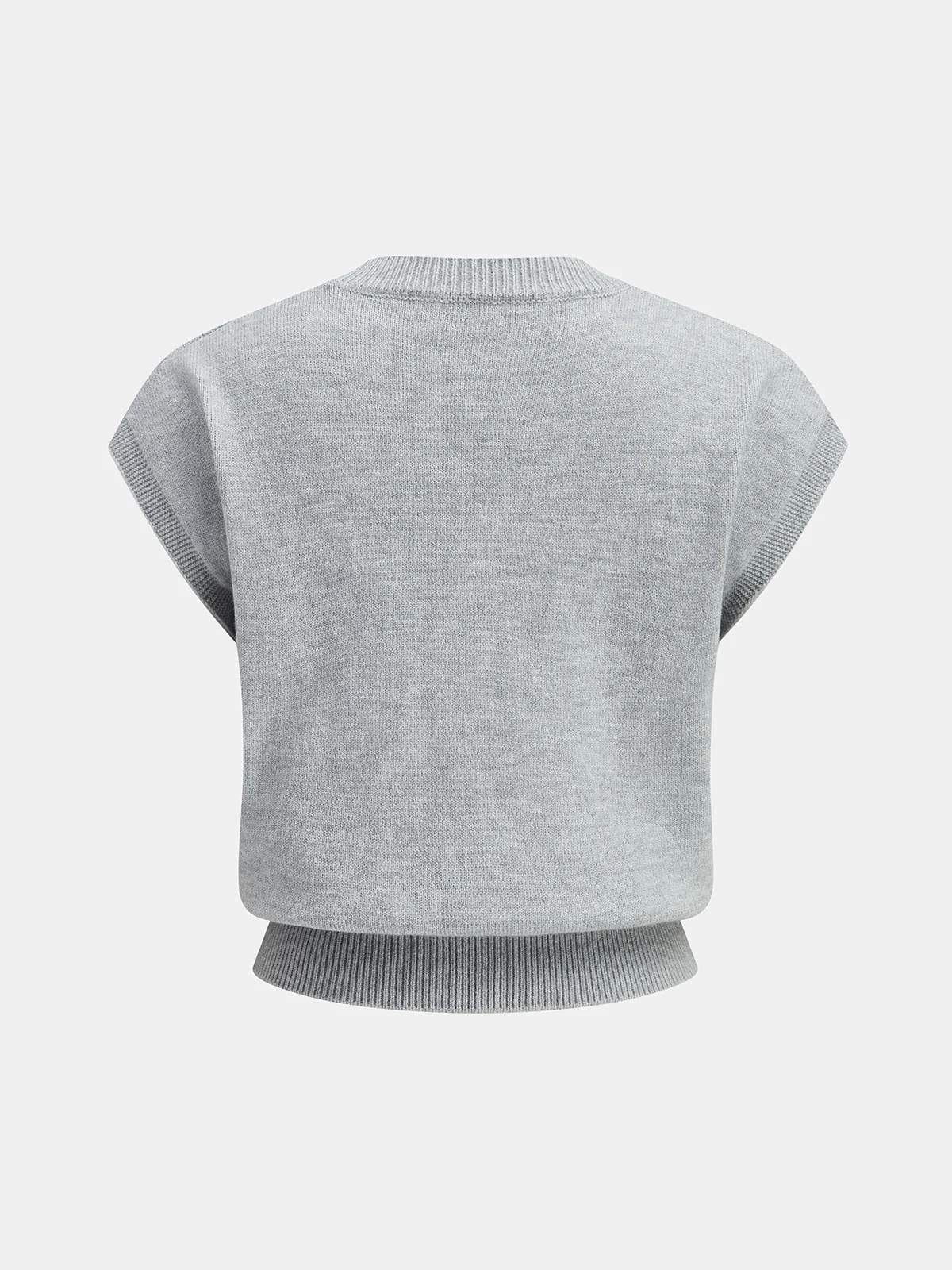 Bow Detail Cap Sleeve Knitted Vest - Wholesalesil