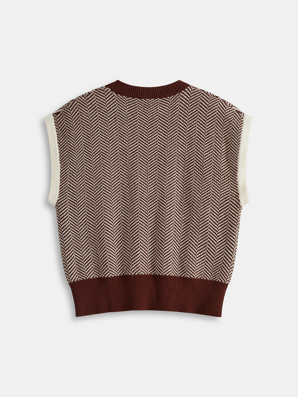 Herringbone Pattern Sleeveless Knit Vest - Wholesalesil