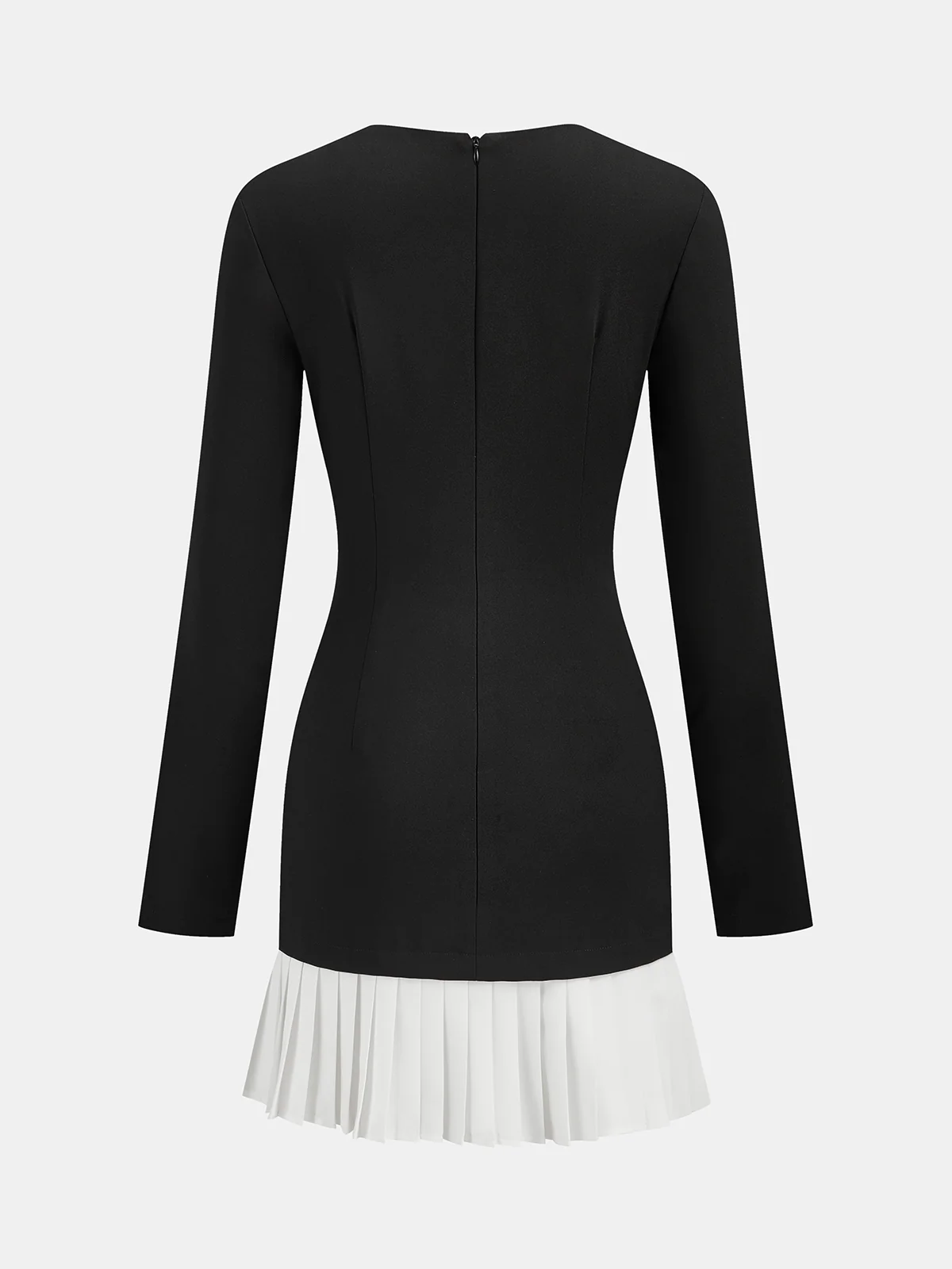 Pleated Hem Panel Asymmetric Metal Detail Mini Dress - Wholesalesil