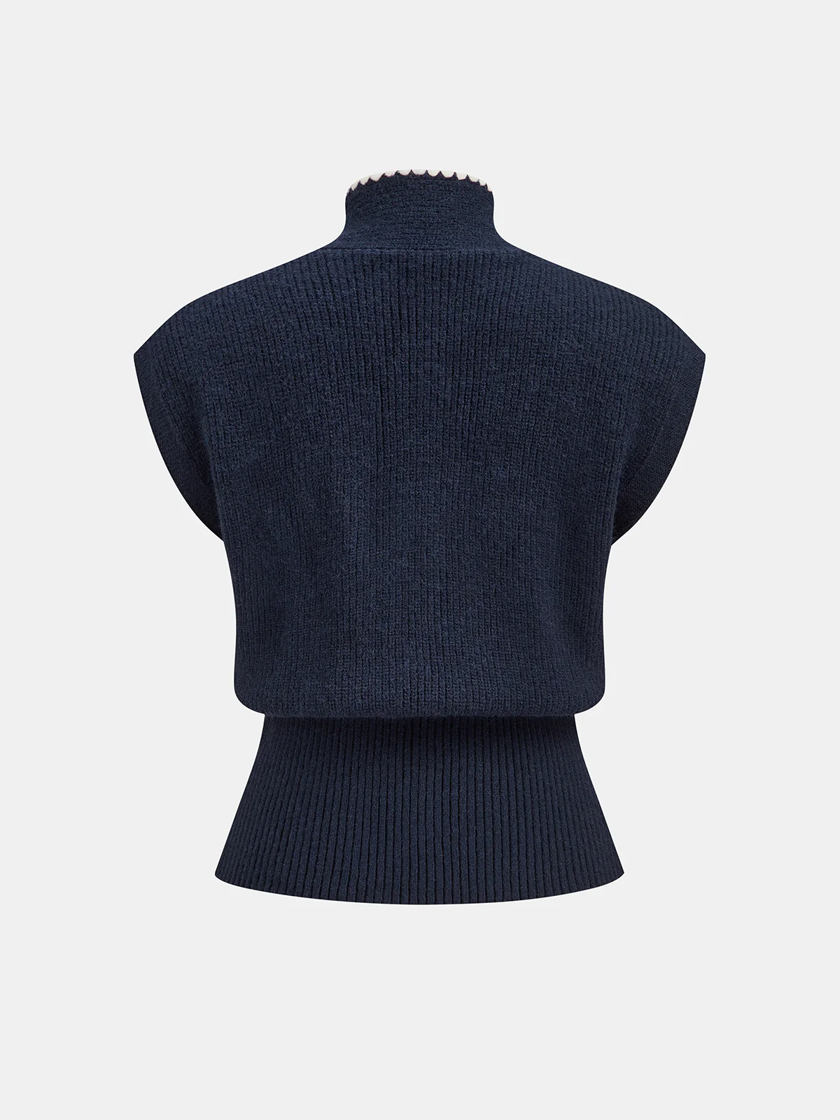 Contrast Trim Tie Neck Knit Vest - Wholesalesil