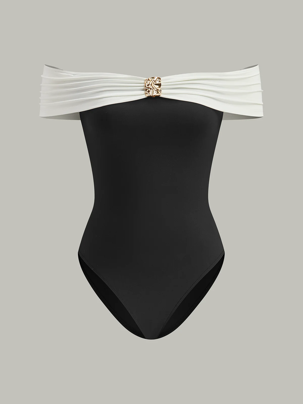 Metal Decor Off-Shoulder Bodysuit - Wholesalesil