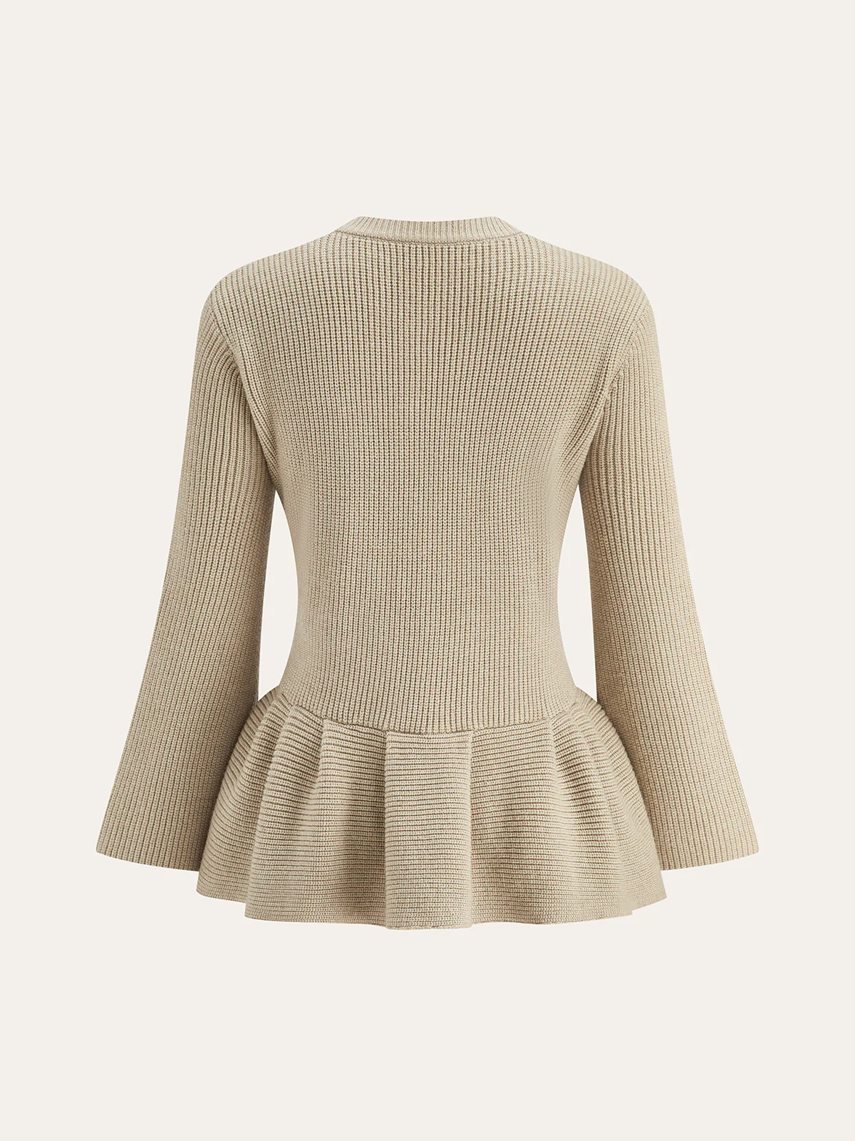 Wool-Blend Peplum Hem Cardigan - Wholesalesil