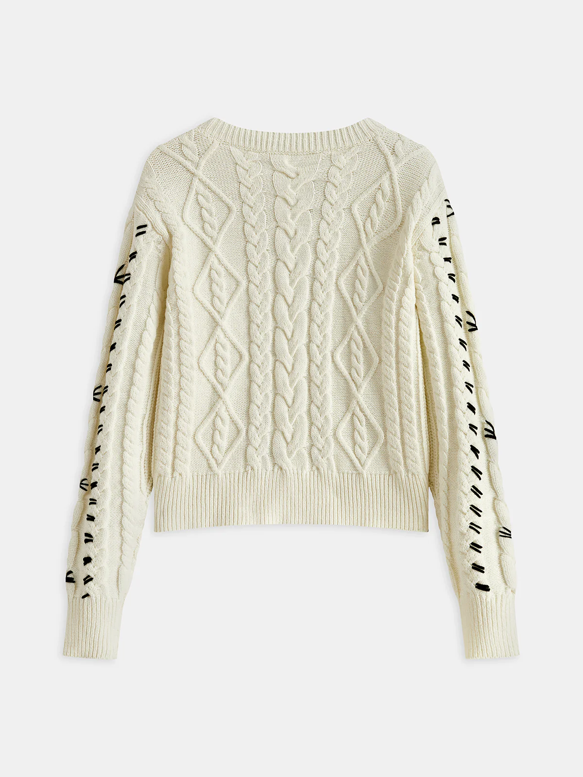 Contrast Stitch Cable Knit Sweater - Wholesalesil