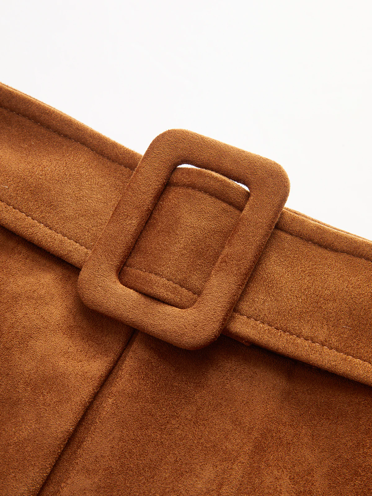 Suede Effect Belted Split Mini Skirt - Wholesalesil