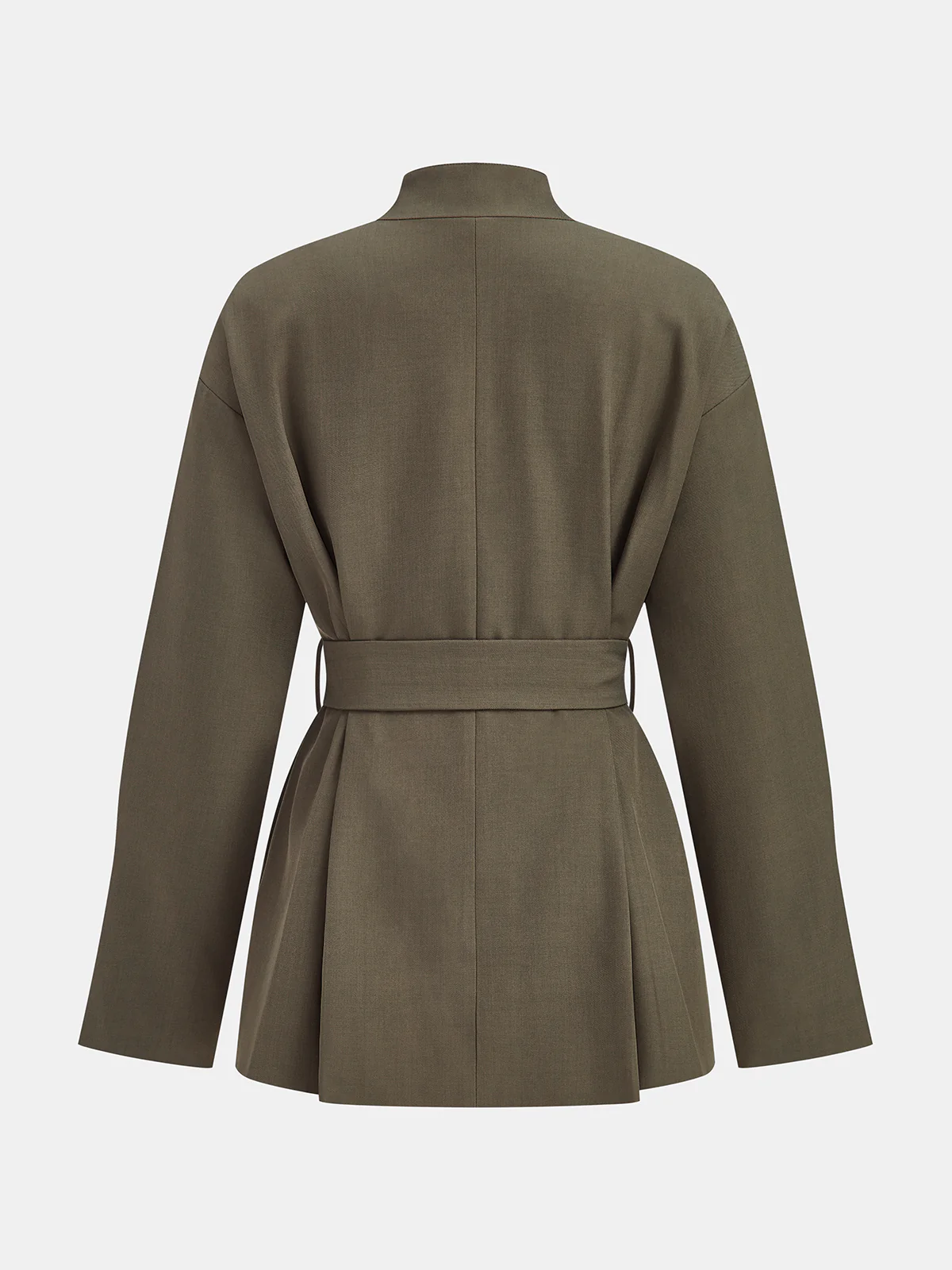 Stand-Collar Belted Trench Coat - Wholesalesil