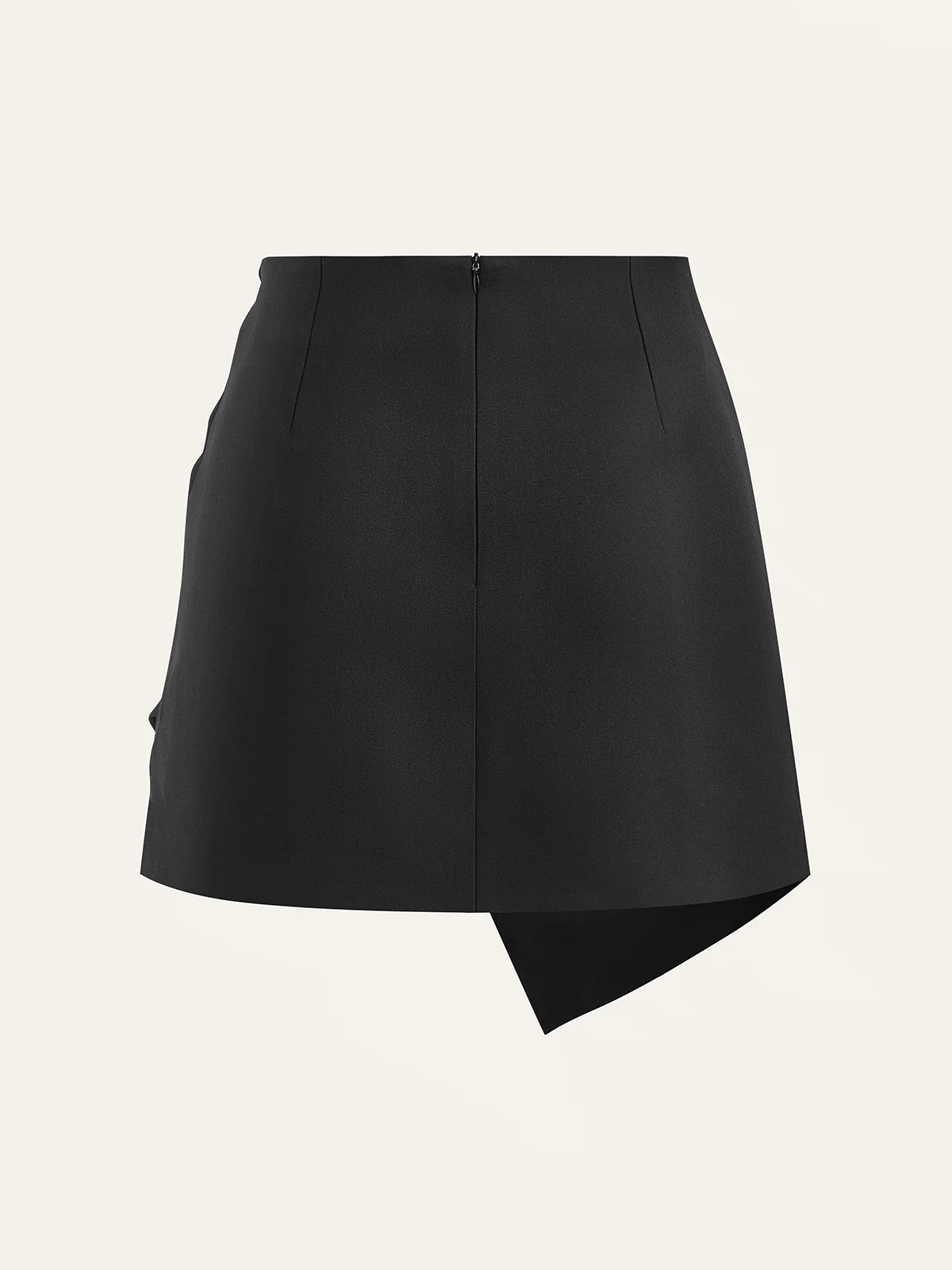 Asymmetric Ruched Wrap Mini Skirt with Metal Buckle - Wholesalesil