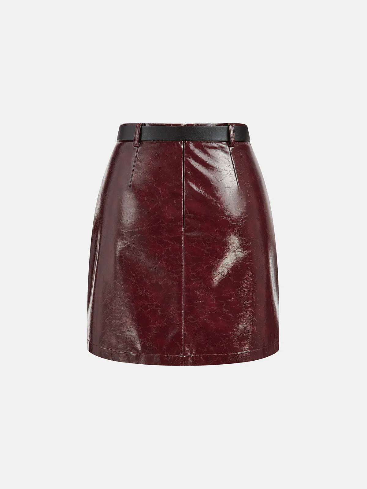 PU Leather Belted Mini Skirt - Wholesalesil