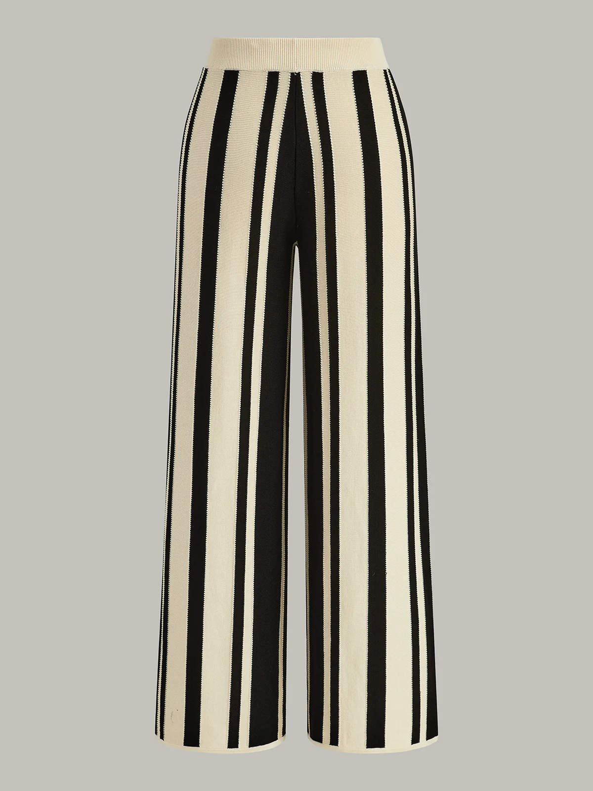 Striped Knit High-Waist Pants - Wholesalesil