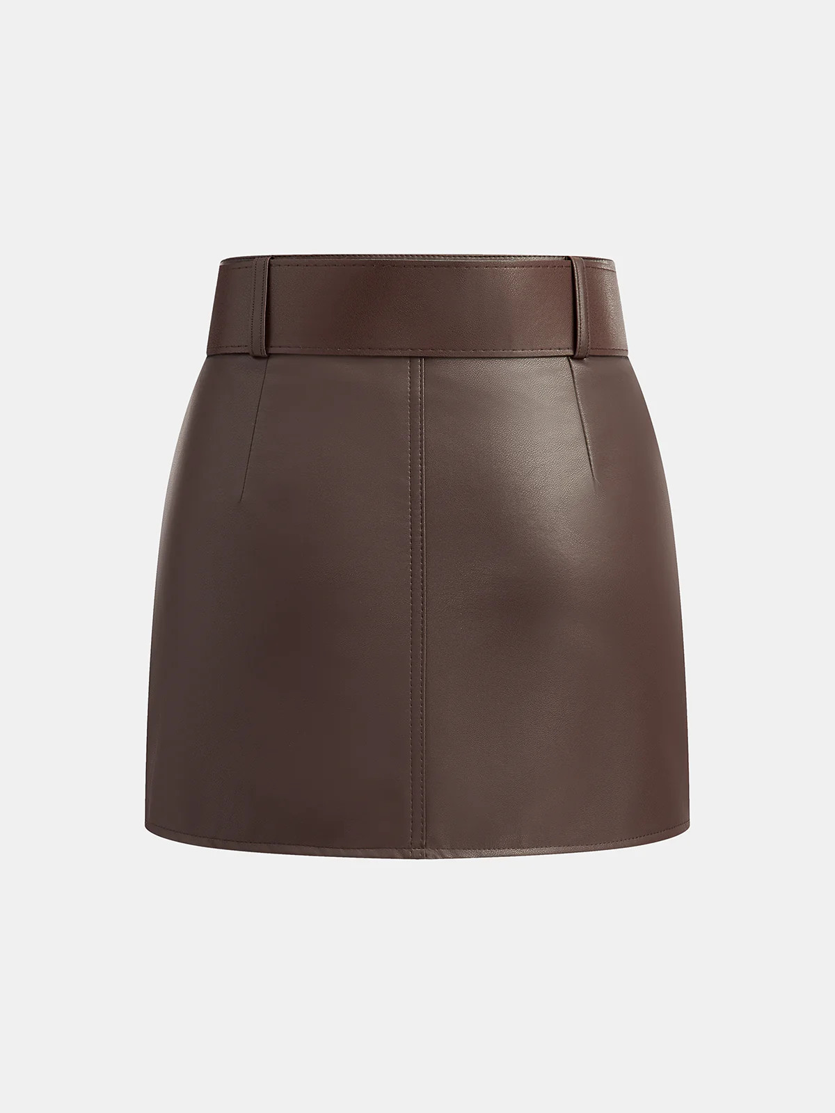 Belted Faux Leather Mini Skirt - Wholesalesil