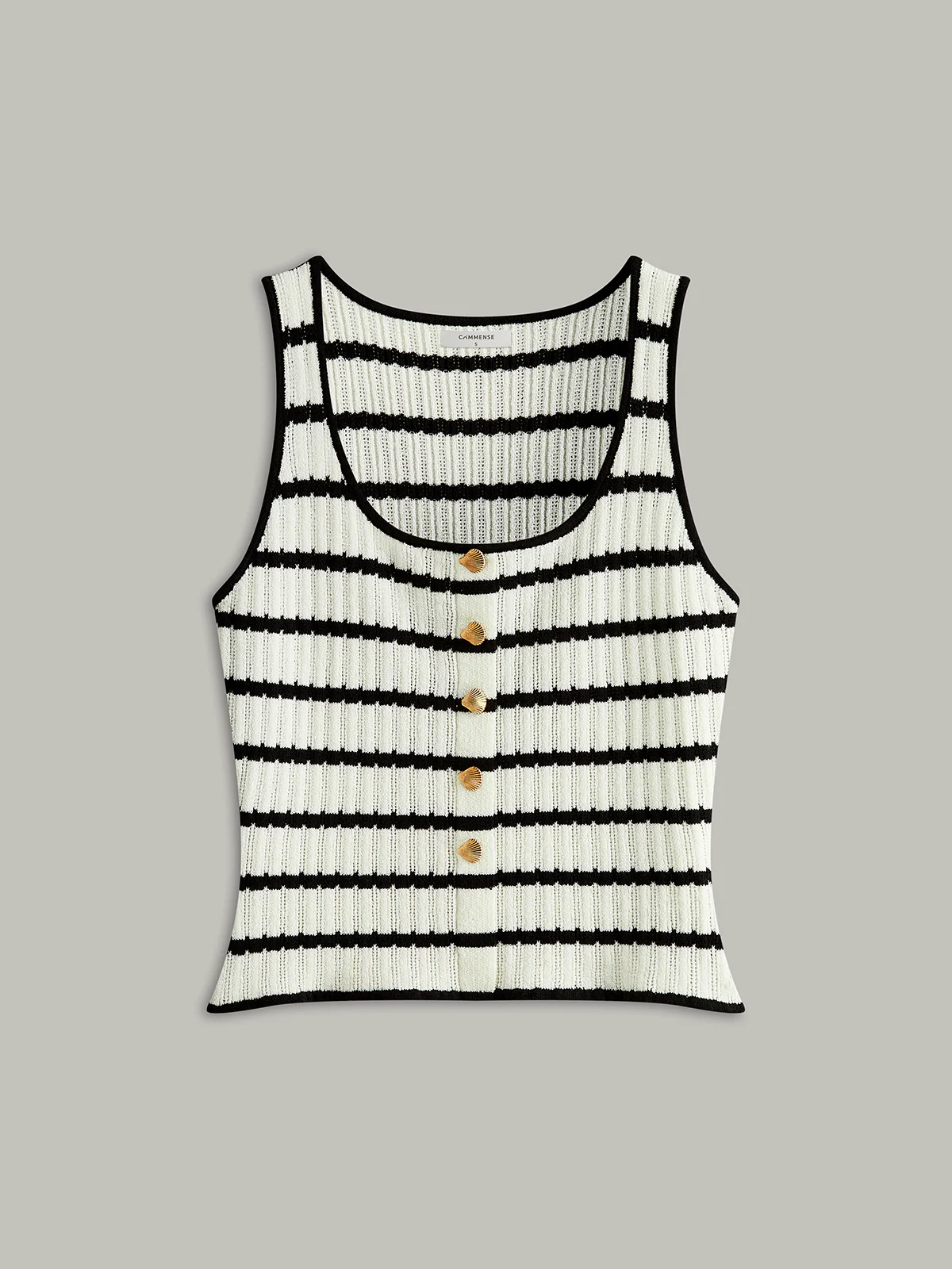 Striped Metal Button Tank Top - Wholesalesil