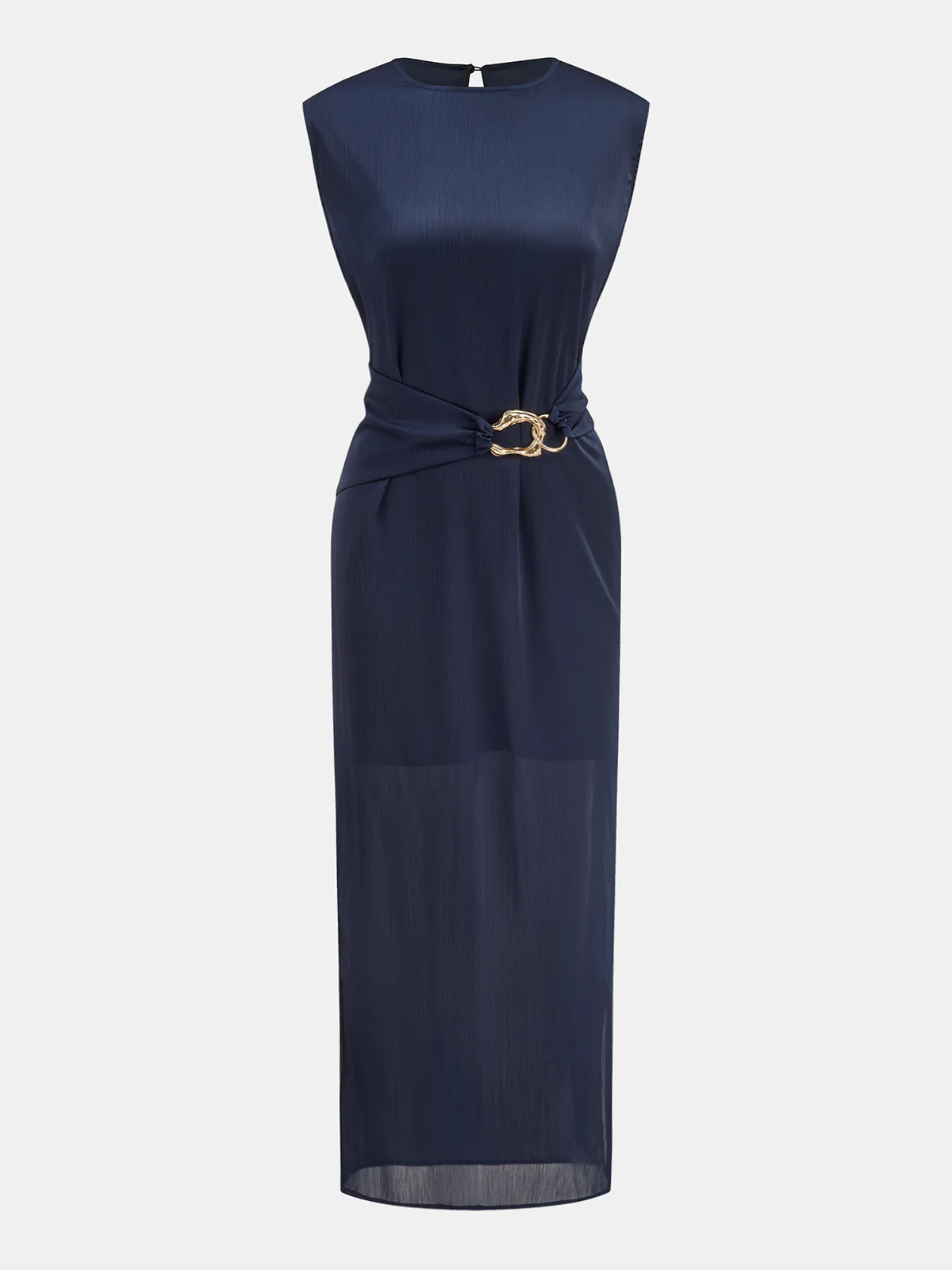 Belted Sleeveless Midi Dress - Wholesalesil