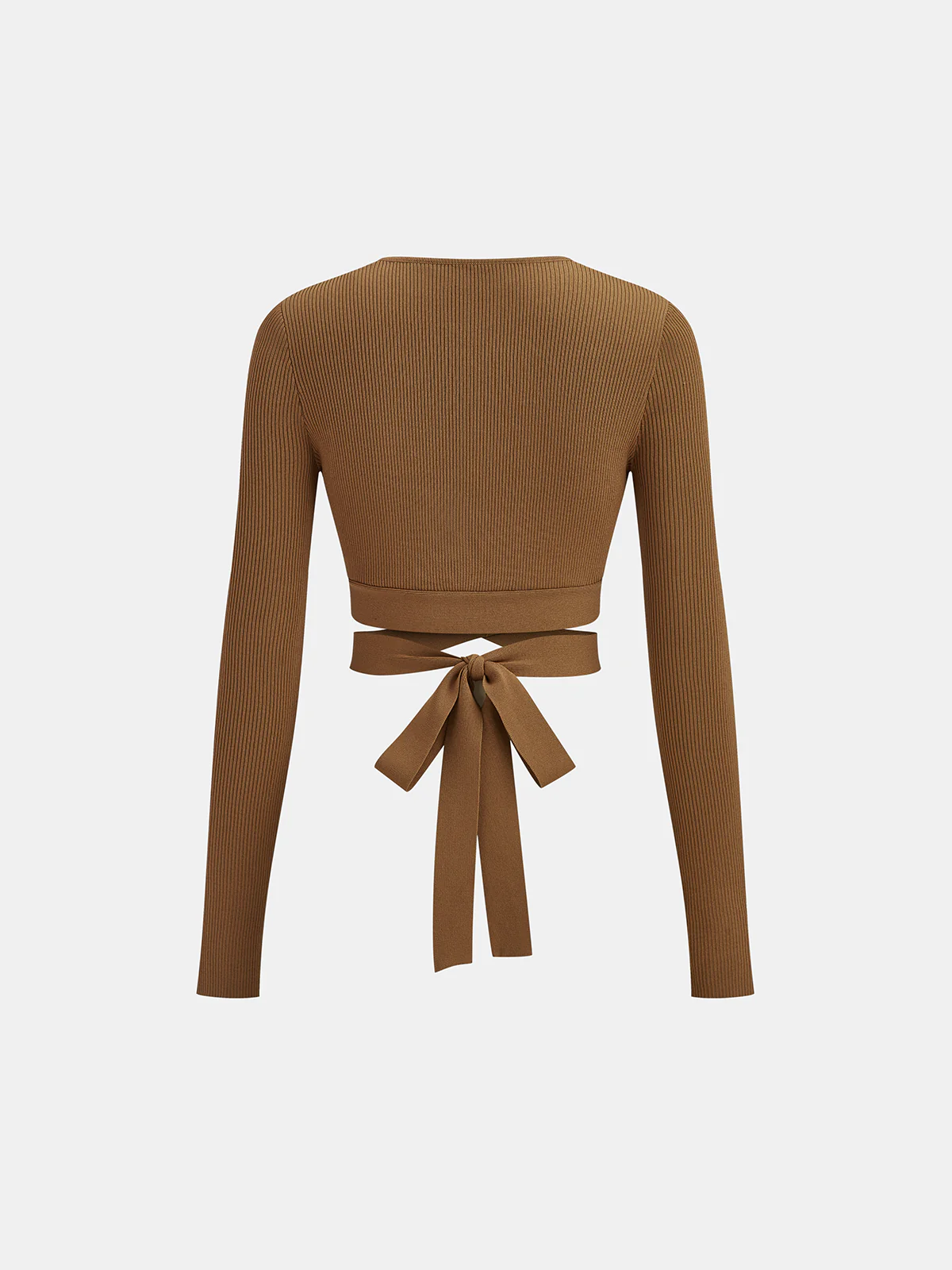 Ribbed Long Sleeve Tie-Back Top - Wholesalesil