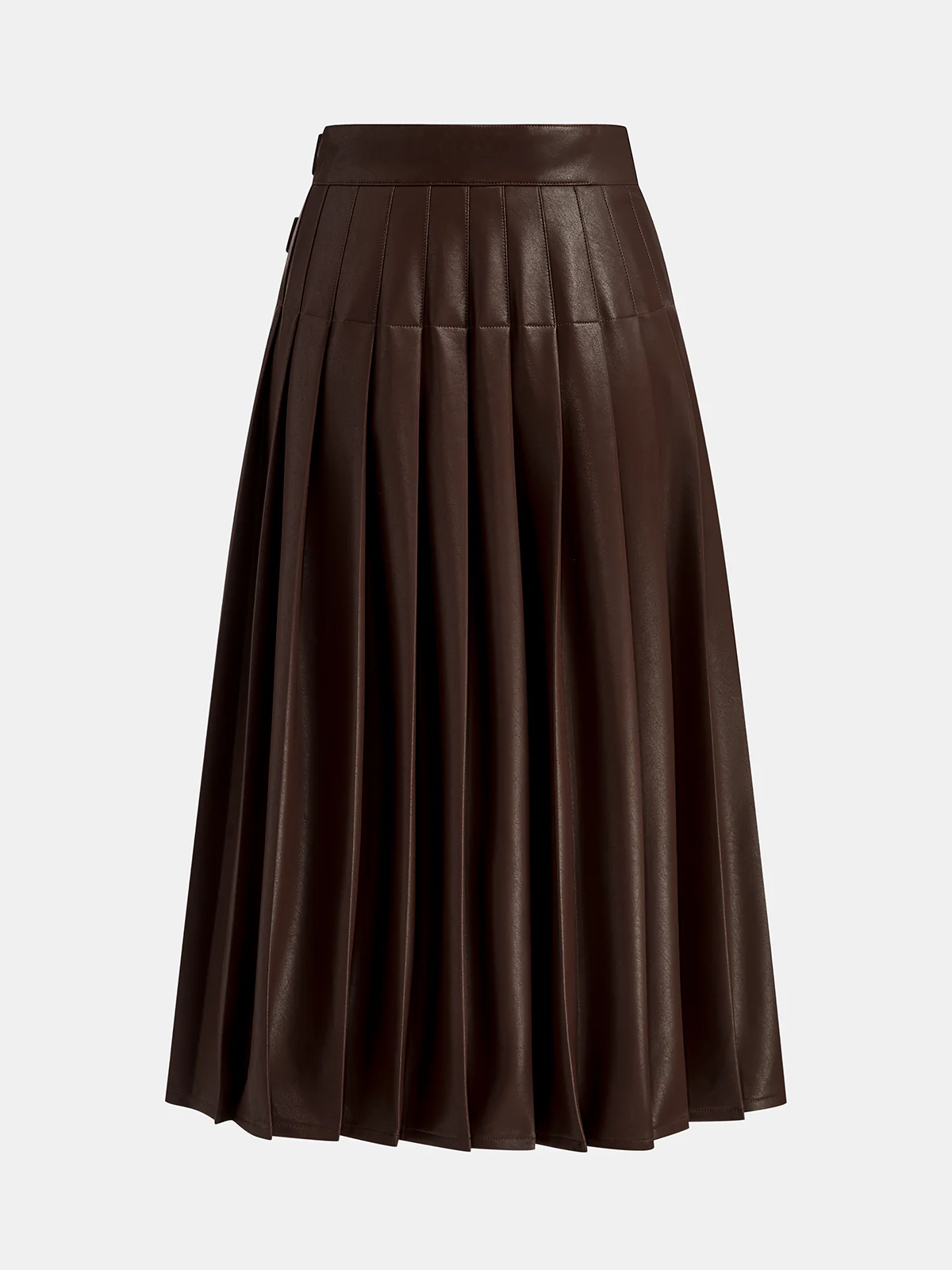 Double Buckle Detail Faux Leather Midi Skirt - Wholesalesil