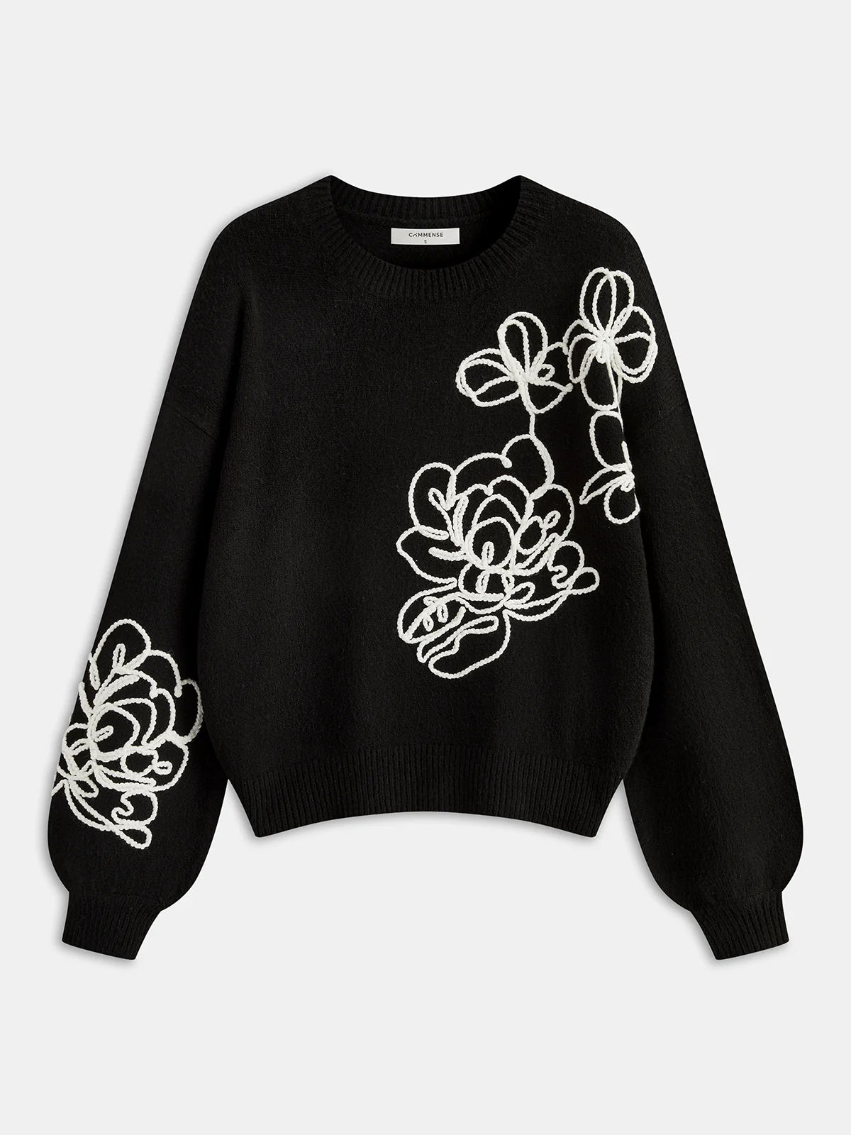 Floral Embroidery Wool-Blend Sweater - Wholesalesil