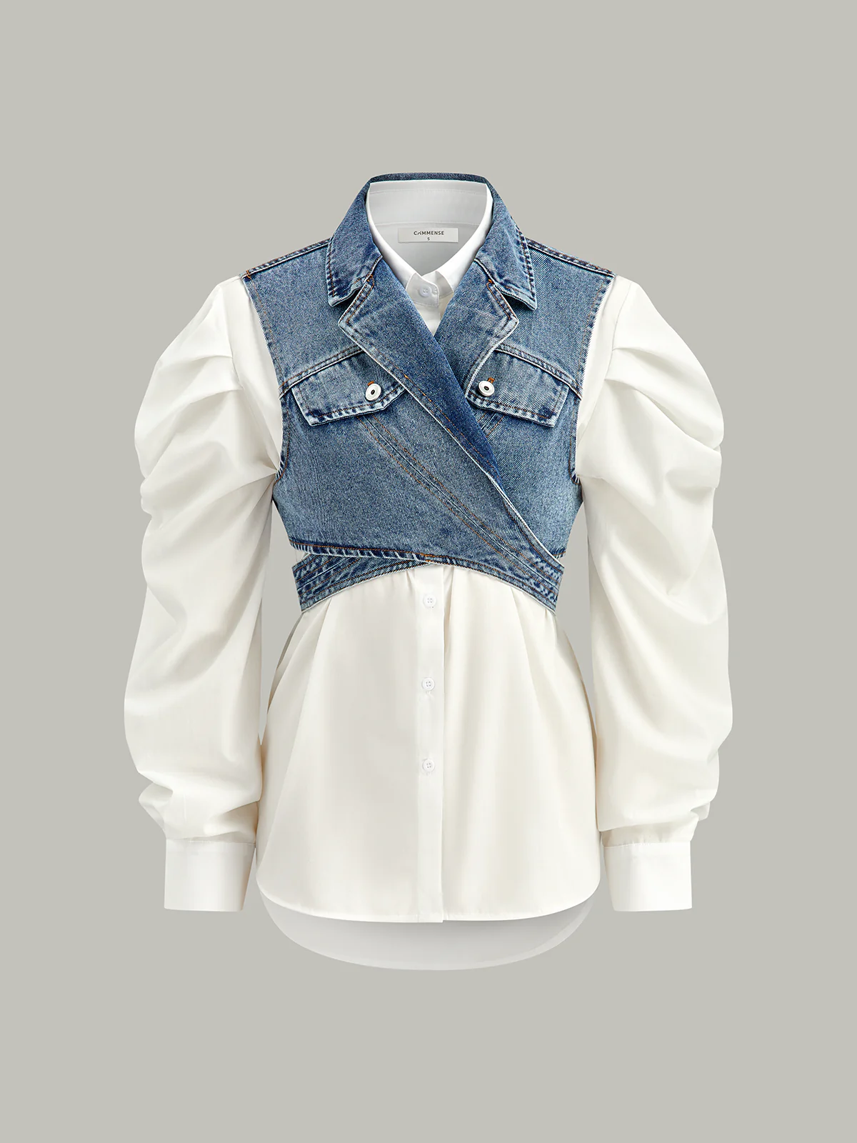 Puff-Sleeve Button-Down Shirt - Wholesalesil