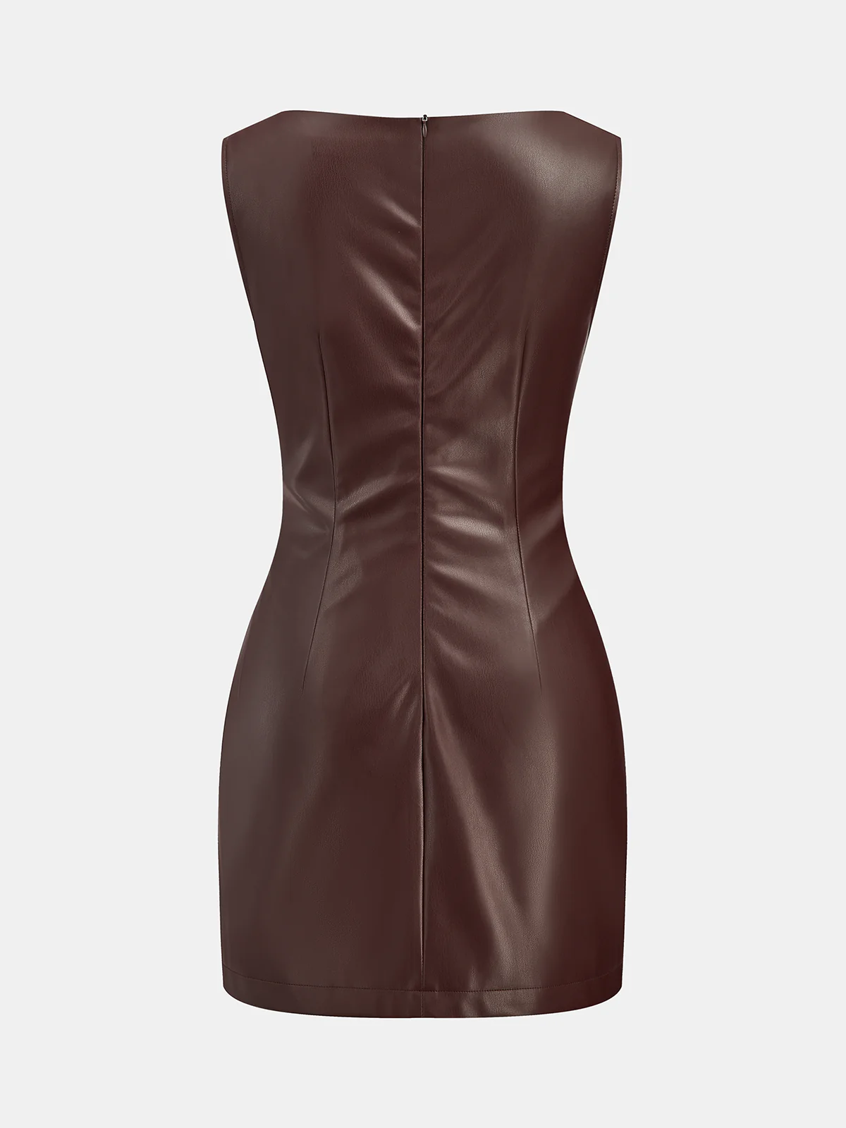 Faux Leather Waist Ruched Dress - Wholesalesil