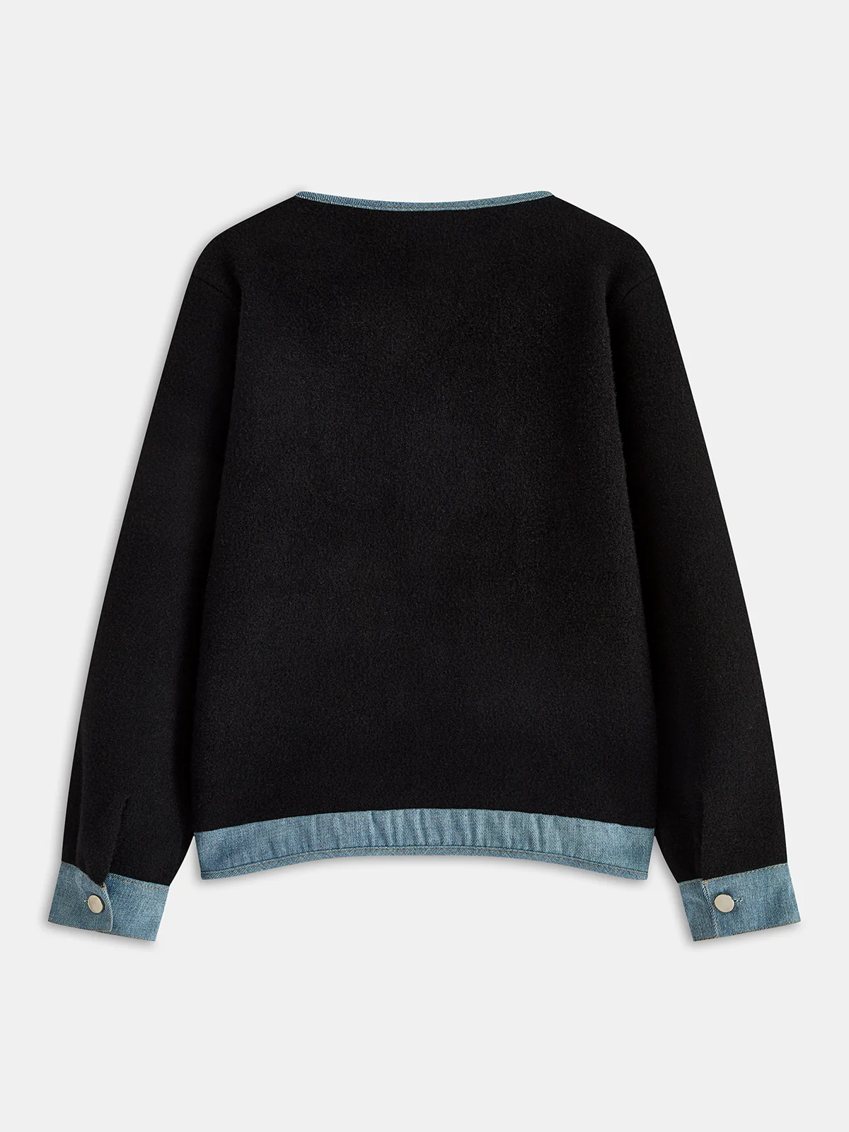 Denim Panel Oversized Cardigan - Wholesalesil