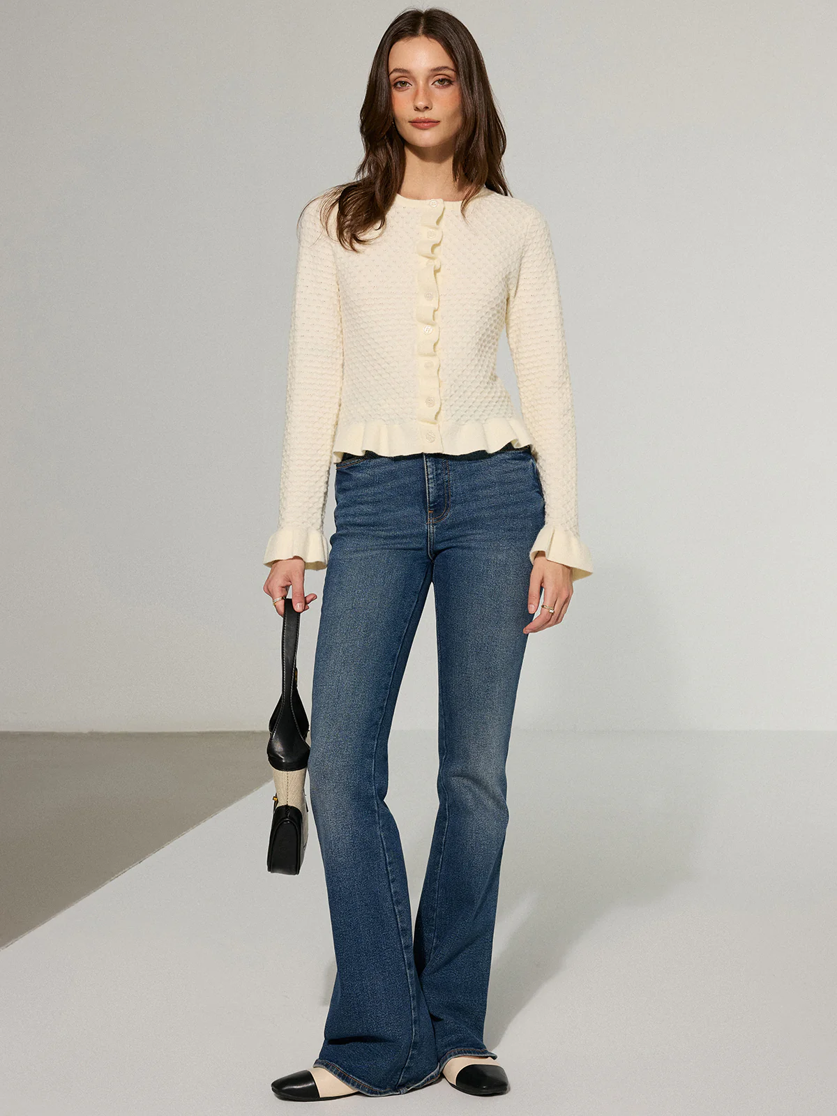 Textured Ruffle Knit Top - Wholesalesil