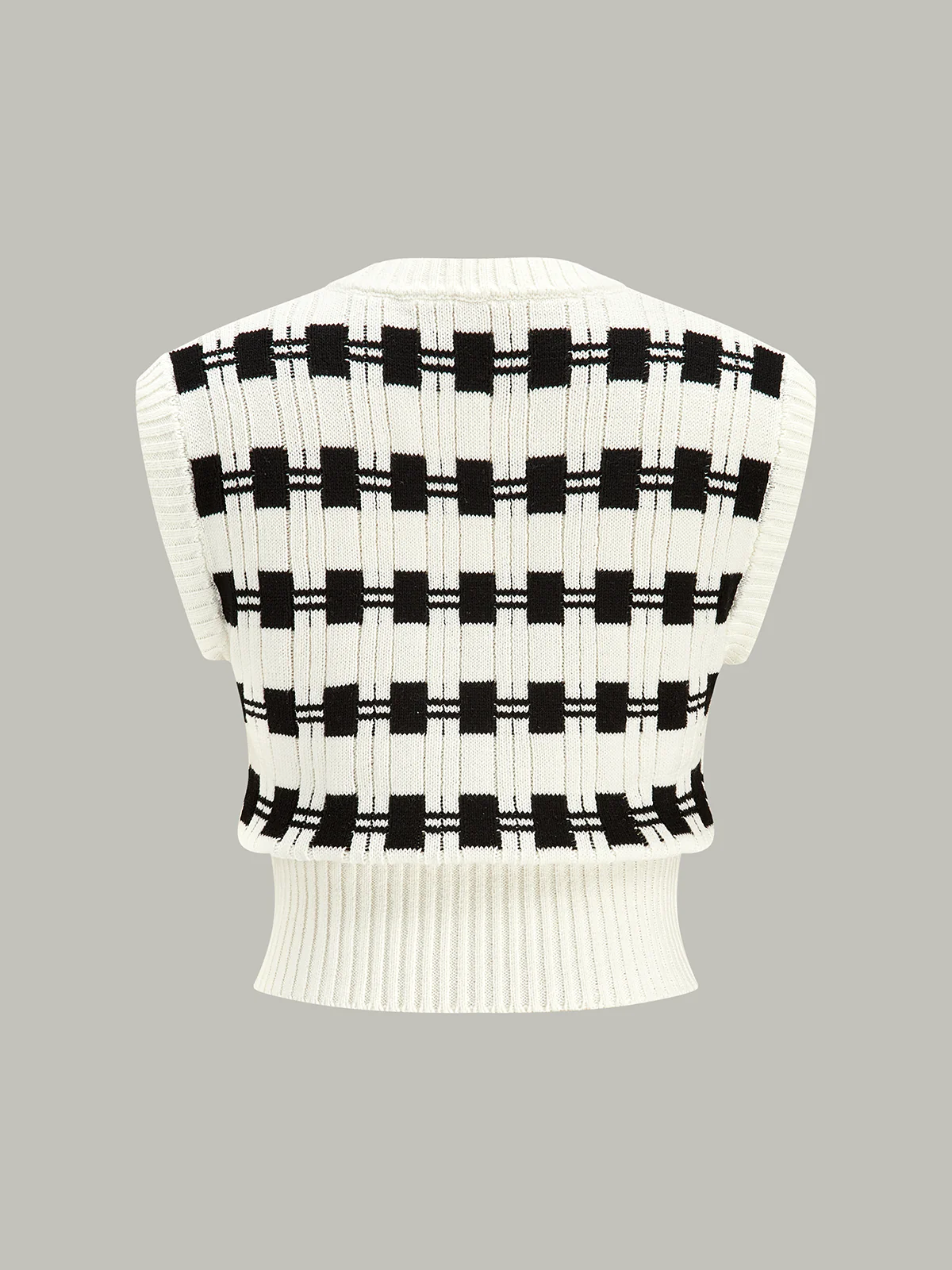 V-neck Plaid Sweater Vest - Wholesalesil