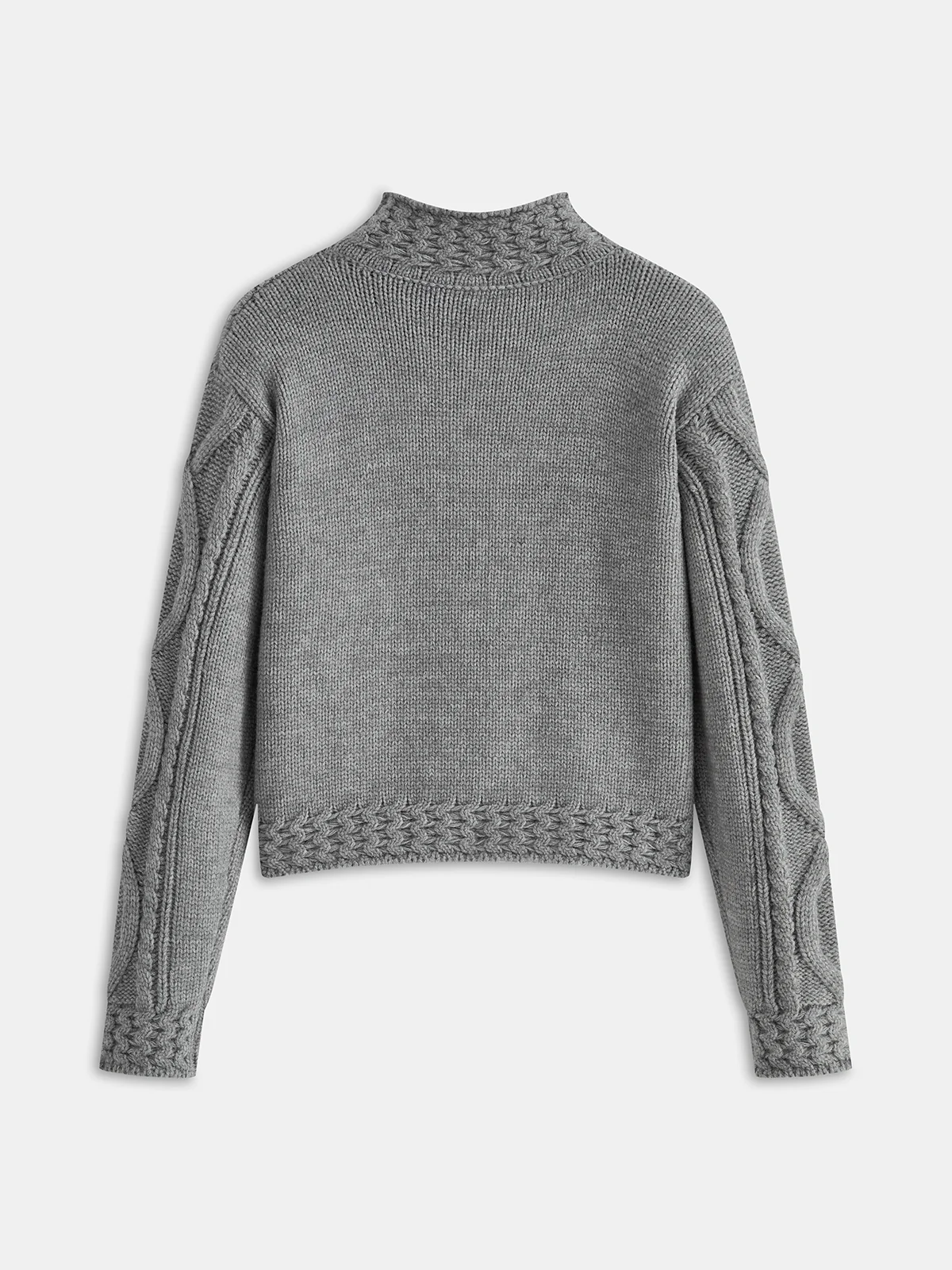 Cable Knit Mock Neck Sweater - Wholesalesil