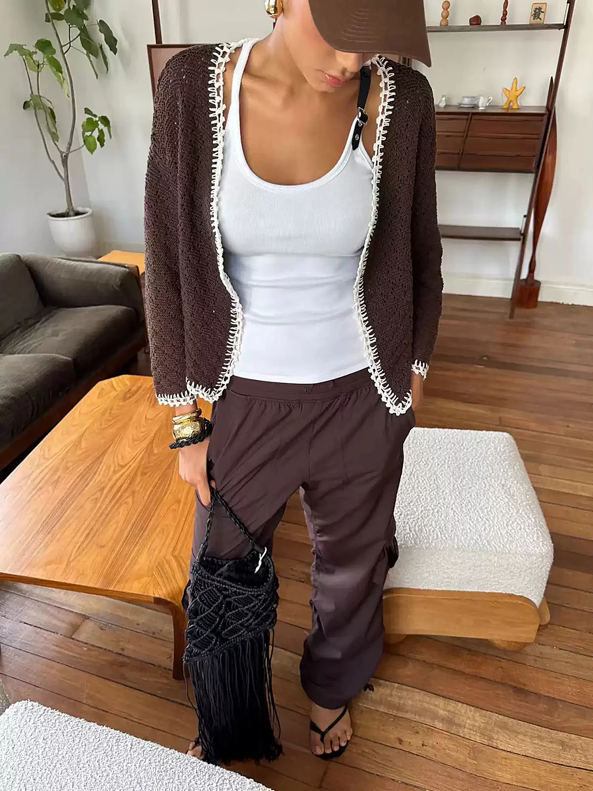 Ribbed Stretchy Faux Leather Buckle Vintage Tank Top - Wholesalesil