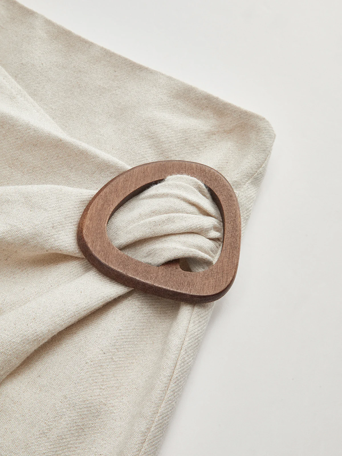 Linen Blend Wrap Midi Skirt with Wooden Buckle - Wholesalesil