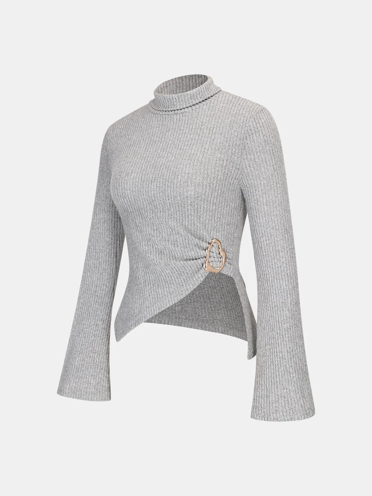 Ribbed Knit Top and Flared Pants Set - Wholesalesil