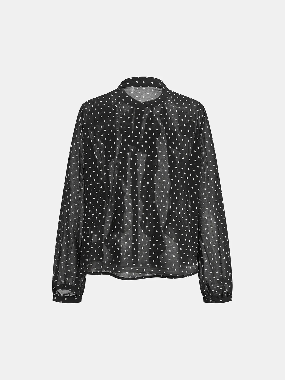 Ruffled Polka Dot Chiffon Shirt - Wholesalesil