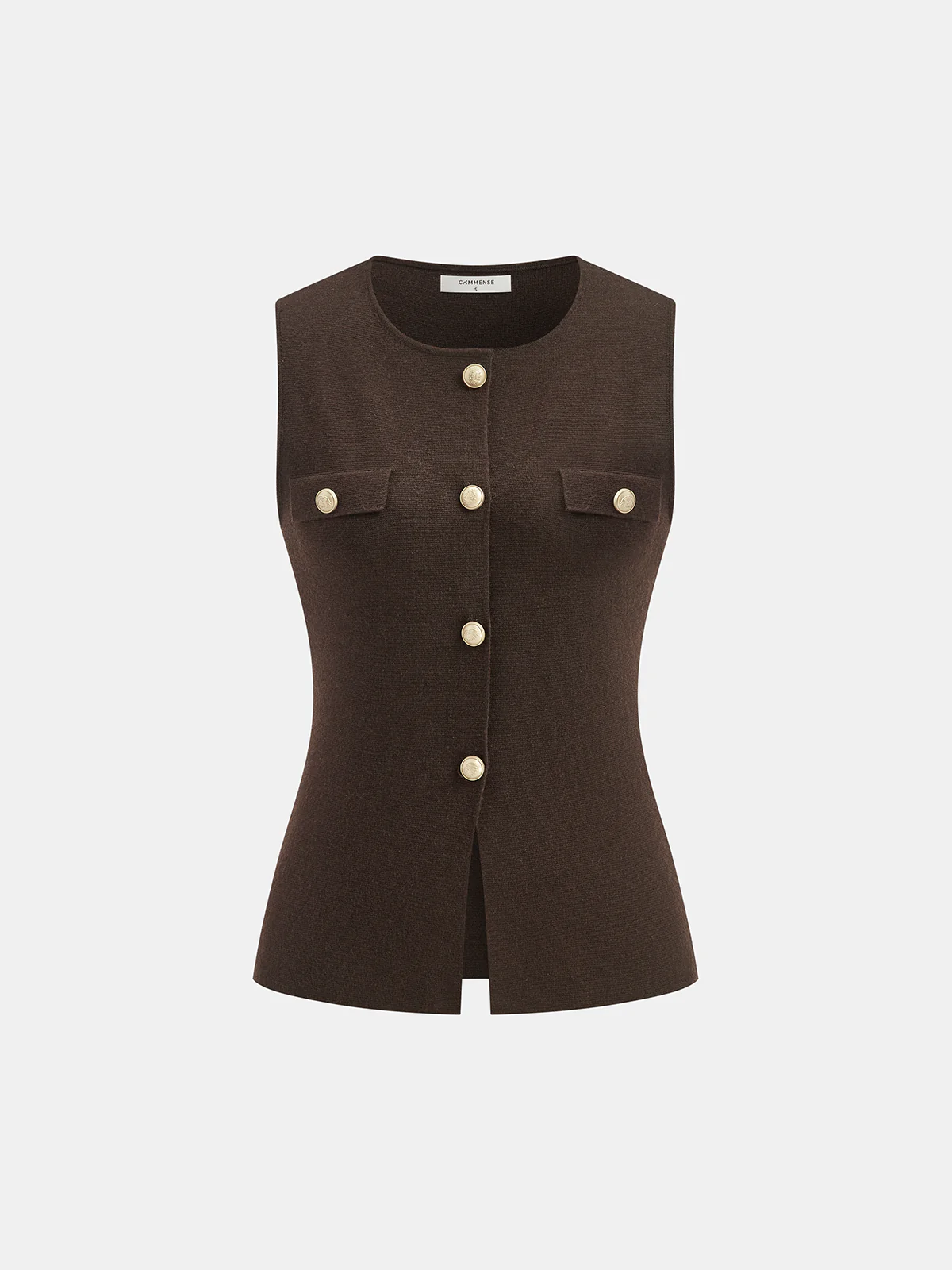 Wool Blend Metal Button Vest and Skirt Set - Wholesalesil