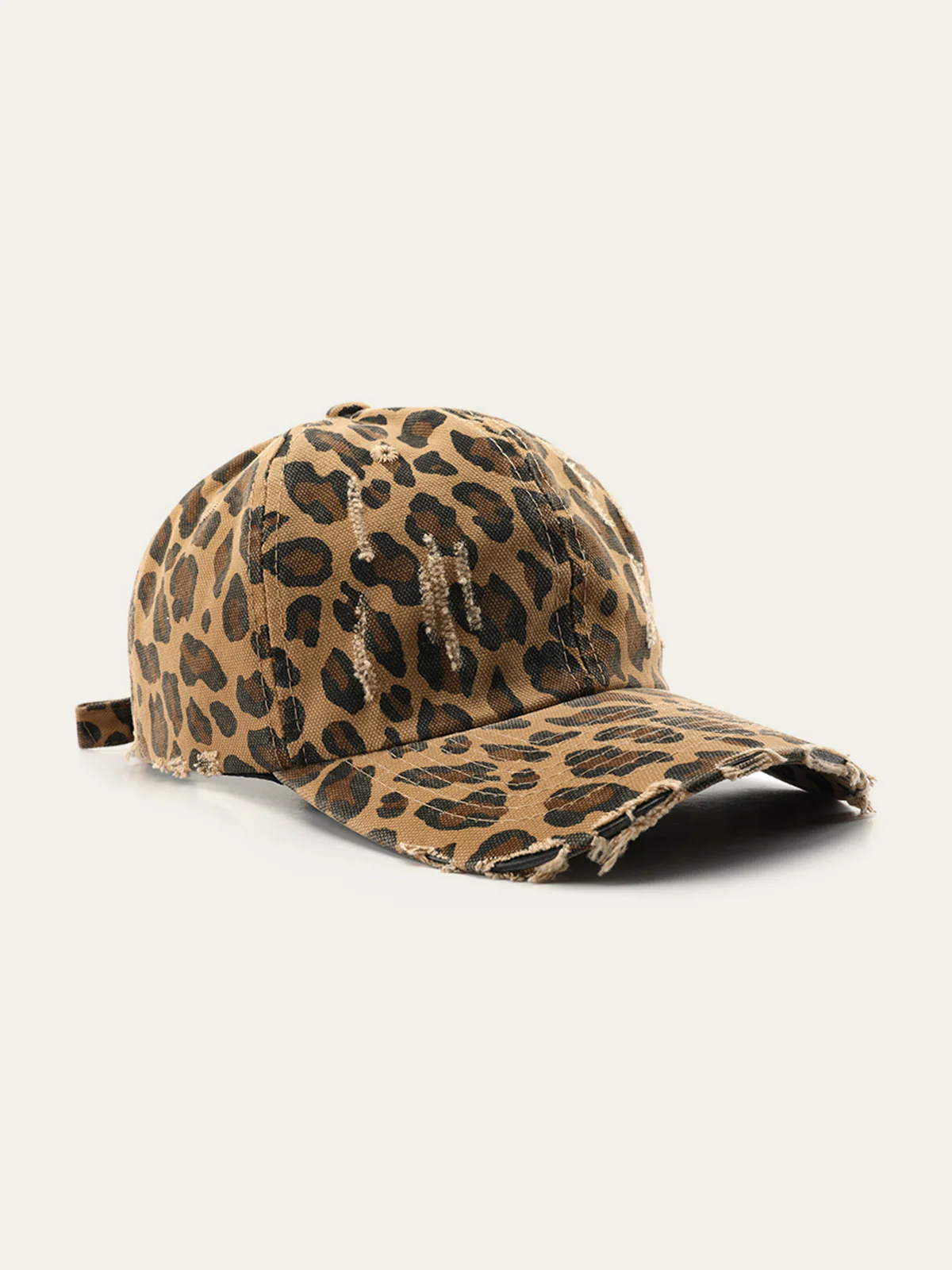 Distressed Leopard Print Hat - Wholesalesil