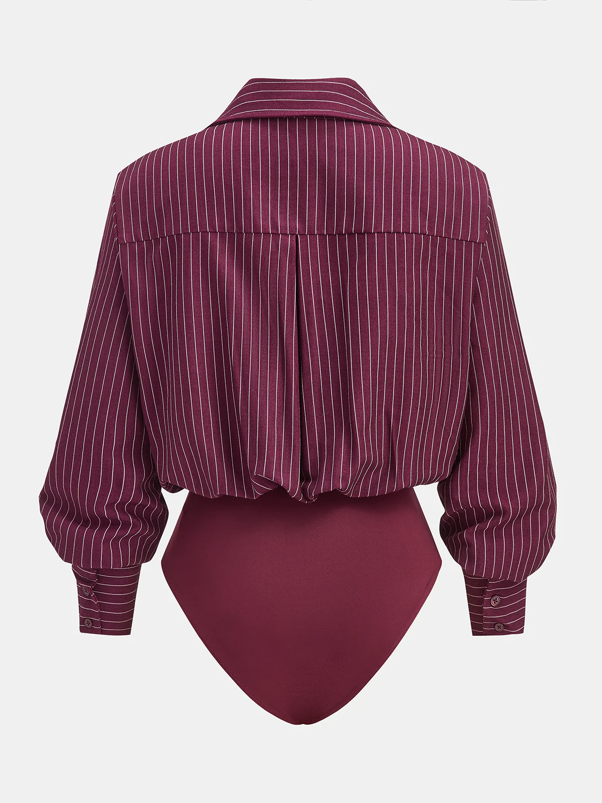 Pinstripe Cross-Front Collared Bodysuit - Wholesalesil